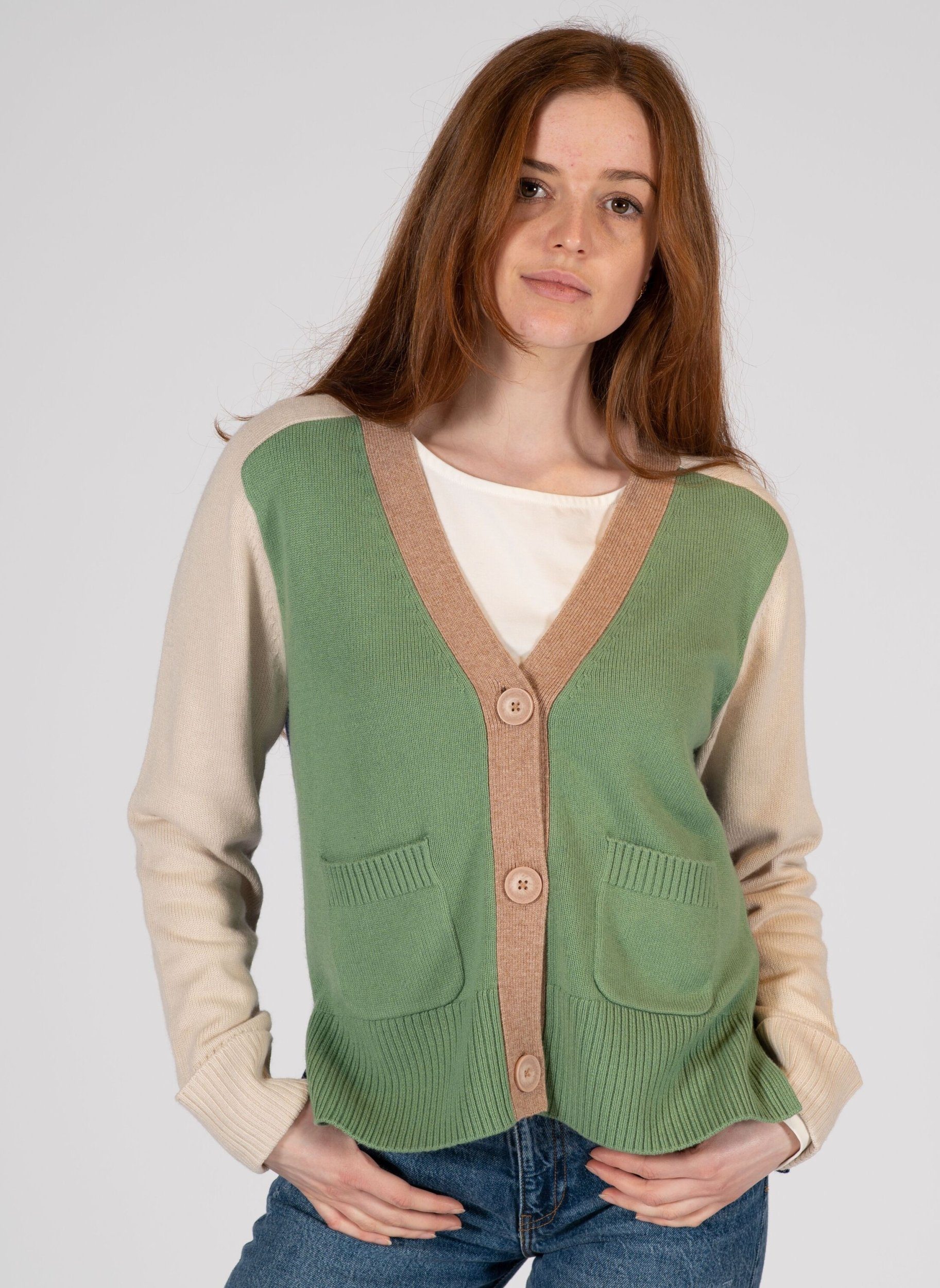 THE FASHION PEOPLE Kurzweste Cardigan knitted, multicolor WASABI