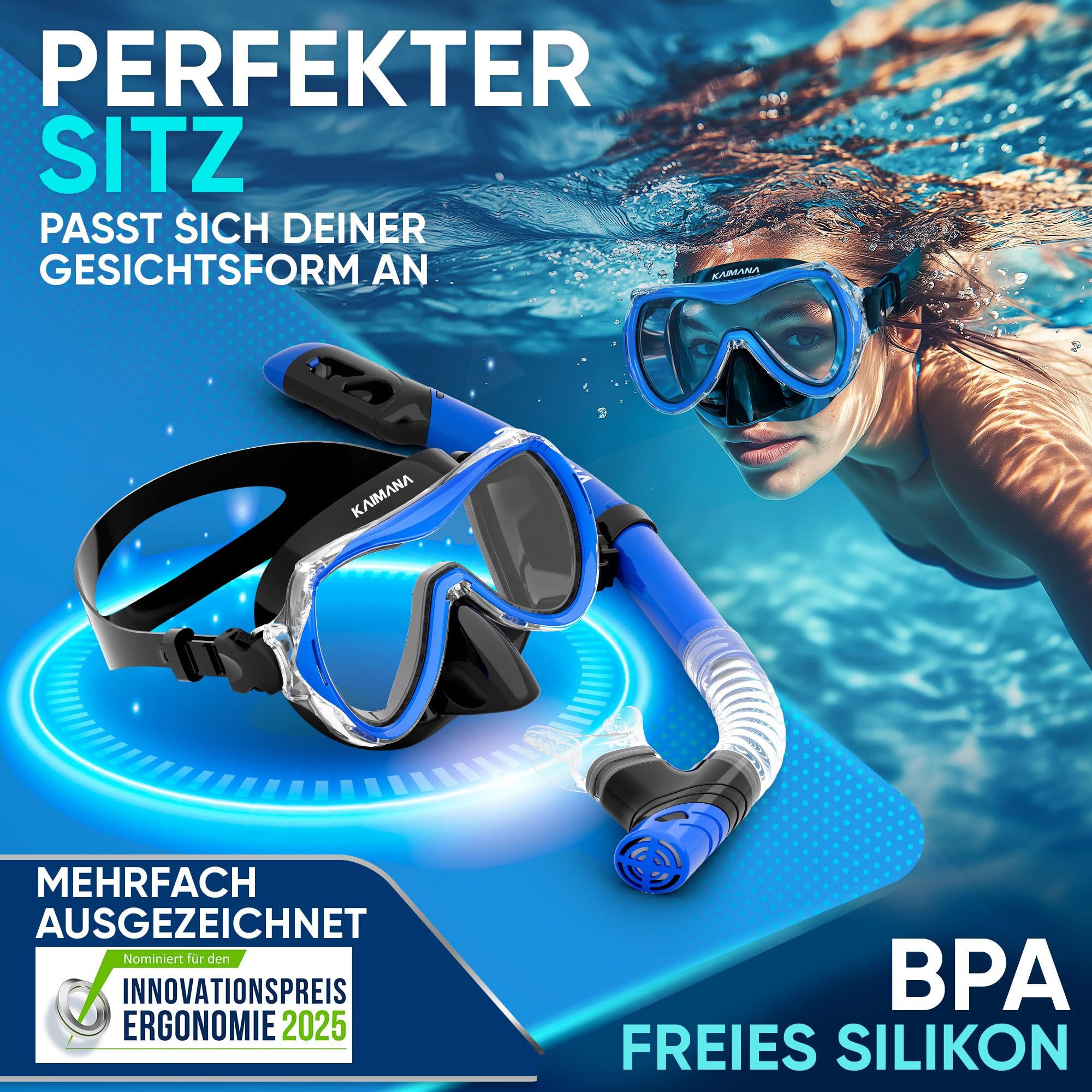 KAIMANA Tauchermaske AquaVision Elite Schnorchelset für Erwachsene inkl. Tr günstig online kaufen