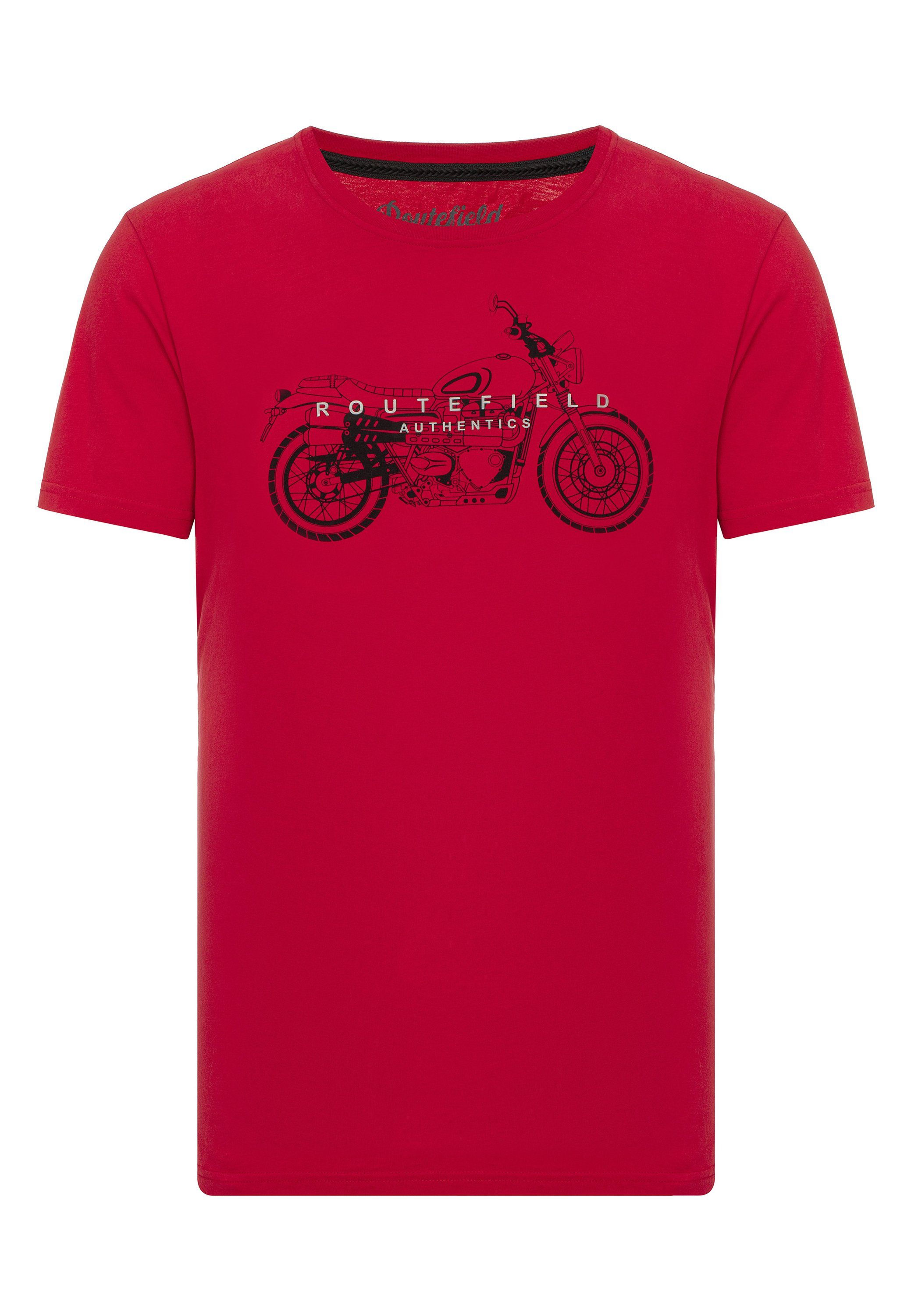 Herren Shirts ROUTEFIELD T-Shirt TOUR mit Motorrad Print