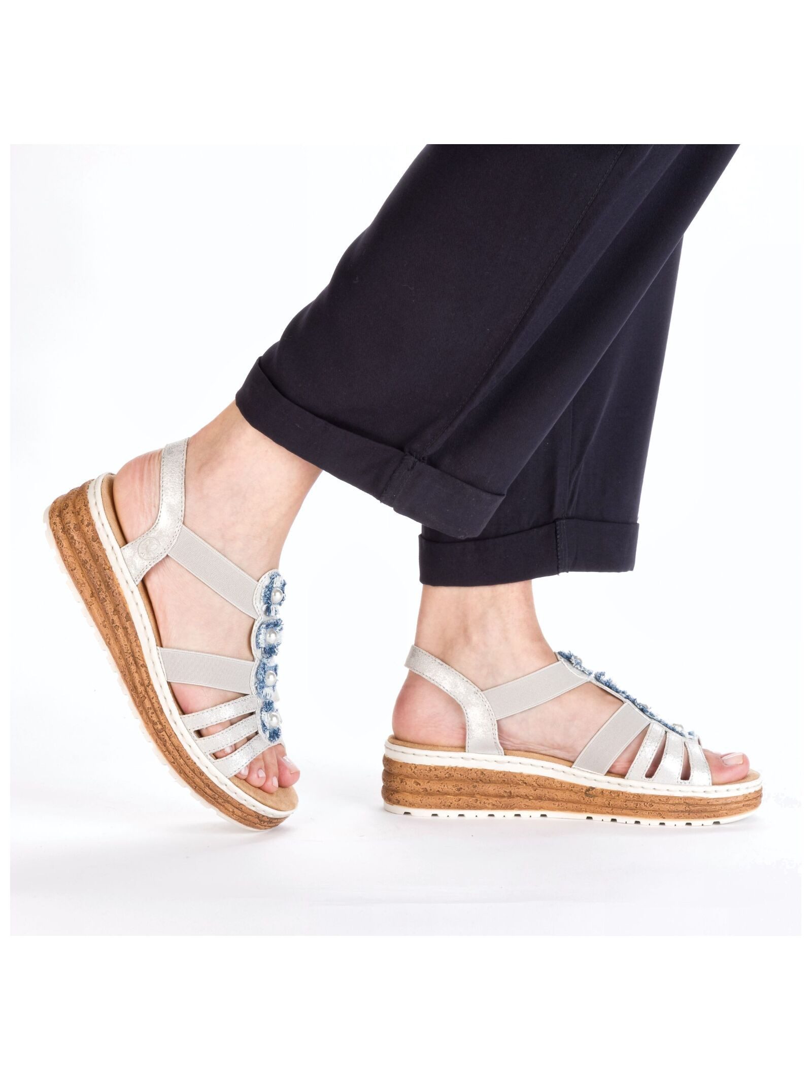 Rieker Rieker Sandalen Lederimitat Keilsandalette