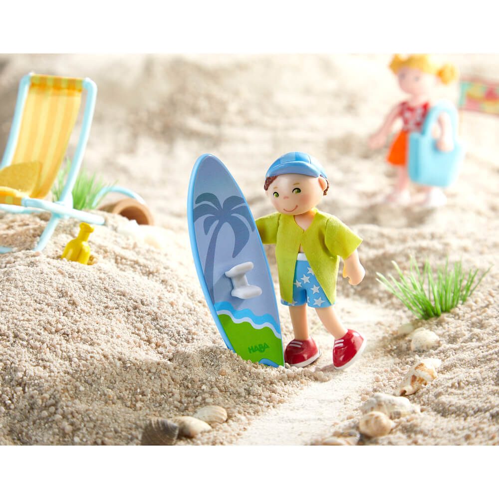 Haba Biegepuppe HABA Little Friends - Biegepuppe Colin mit Surfbrett