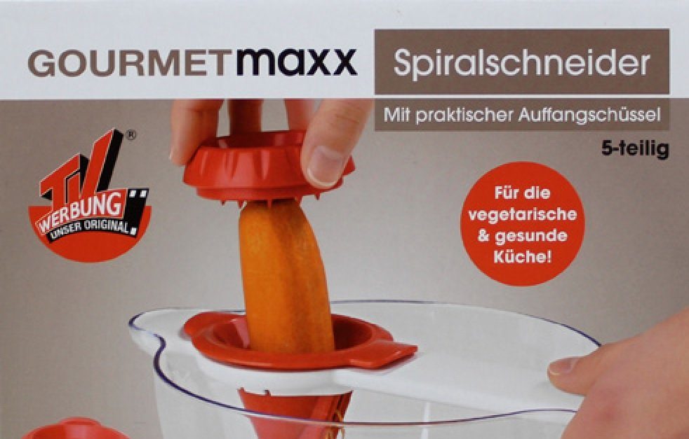 GOURMETmaxx Spiralschneider mit Salatschüssel Auffangschüssel rot/weiß 5-teilig 