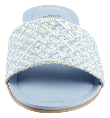 BOSS Millie Slide Pantolette, Blockabsatz, Sommerschuh, Schlappen mit schickem Muster