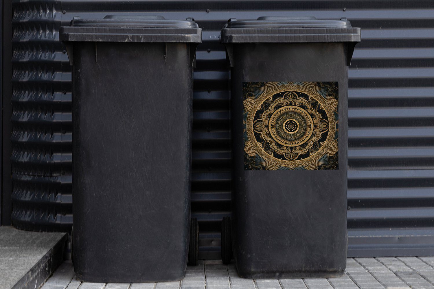 Container, Abfalbehälter - Gold Mandala St), Mülleimer-aufkleber, MuchoWow Sticker, Bohème (1 Wandsticker Luxus - - Mülltonne,
