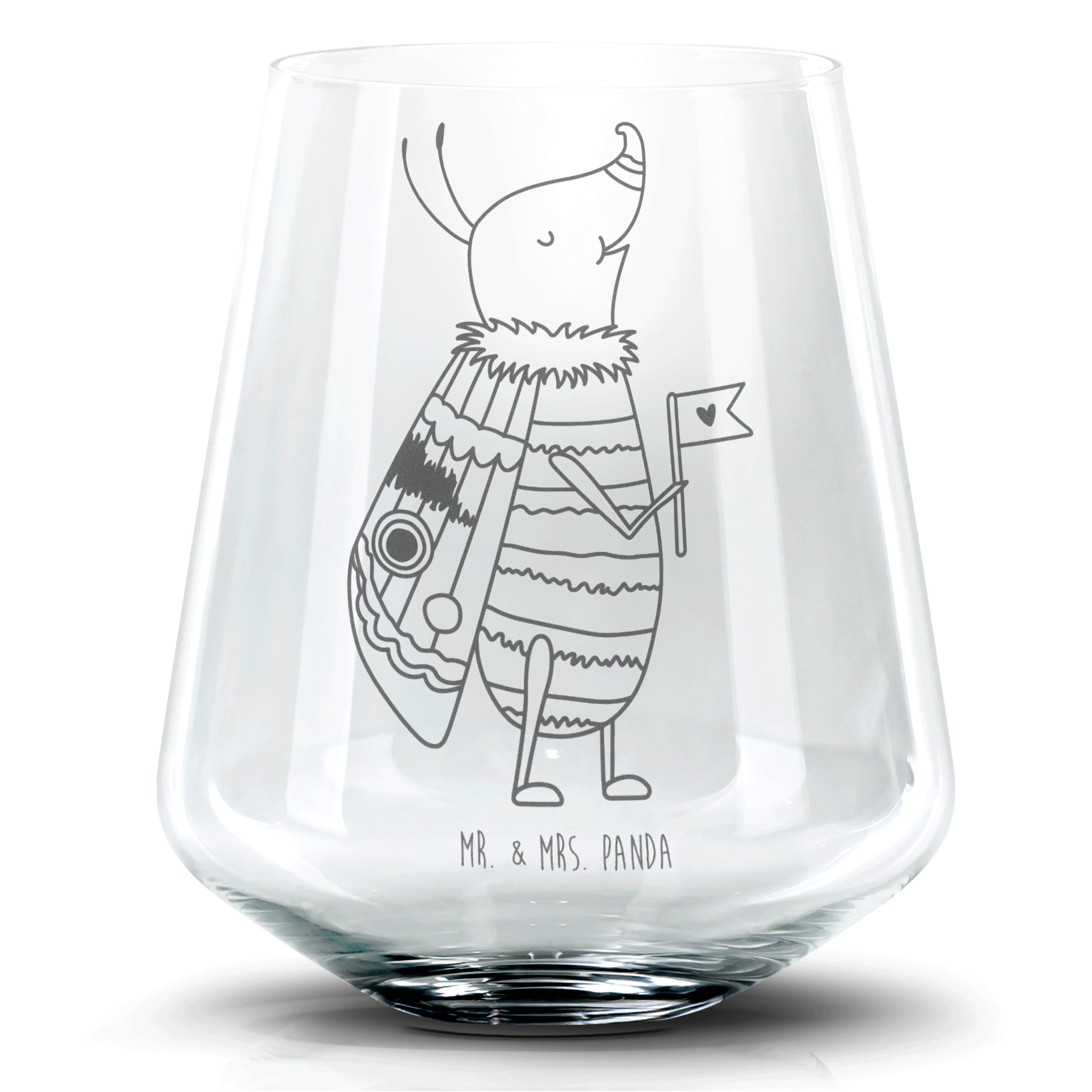 Mr. & Mrs. Panda Cocktailglas Nachtfalter Fähnchen - Transparent - Geschenk, Spruch witzig, Was kos, Premium Glas, Zauberhafte Gravuren