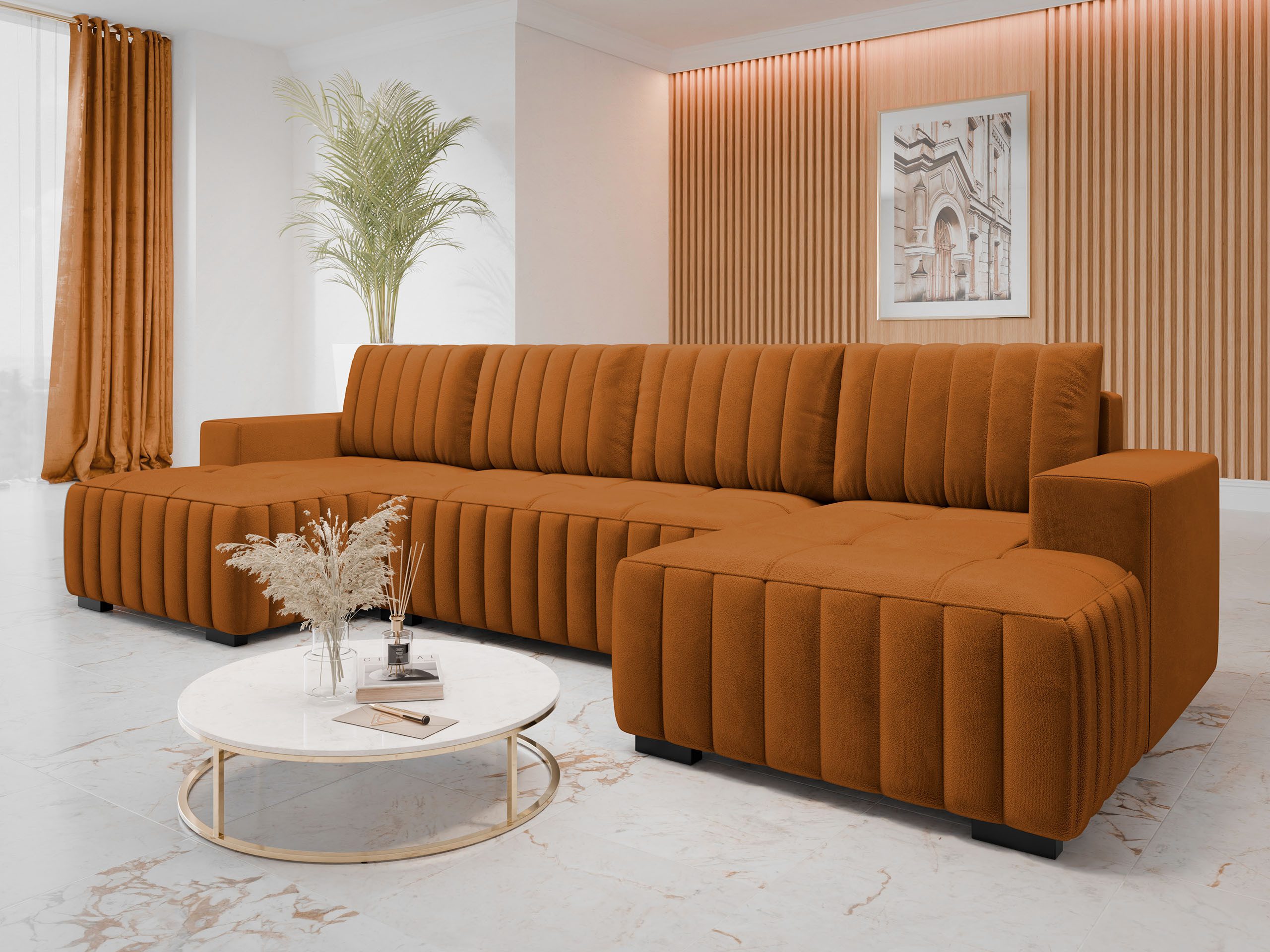 MIRJAN24 Wohnlandschaft Hugo U, mit Bettkasten und Schlaffunktion, Ausziehmechanismus DL, U-Form, 310x140x85 cm