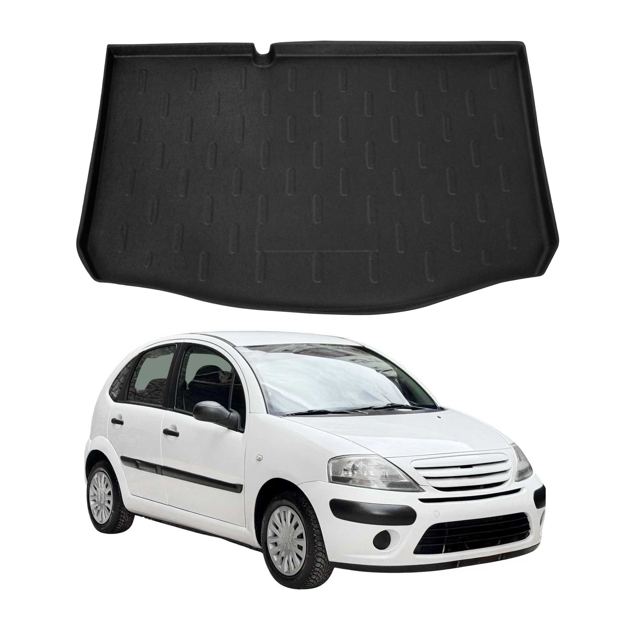 Kofferraummatte Kofferraumwanne für Citroen C3 2002-2009 5tür Gummi TPE Schwarz