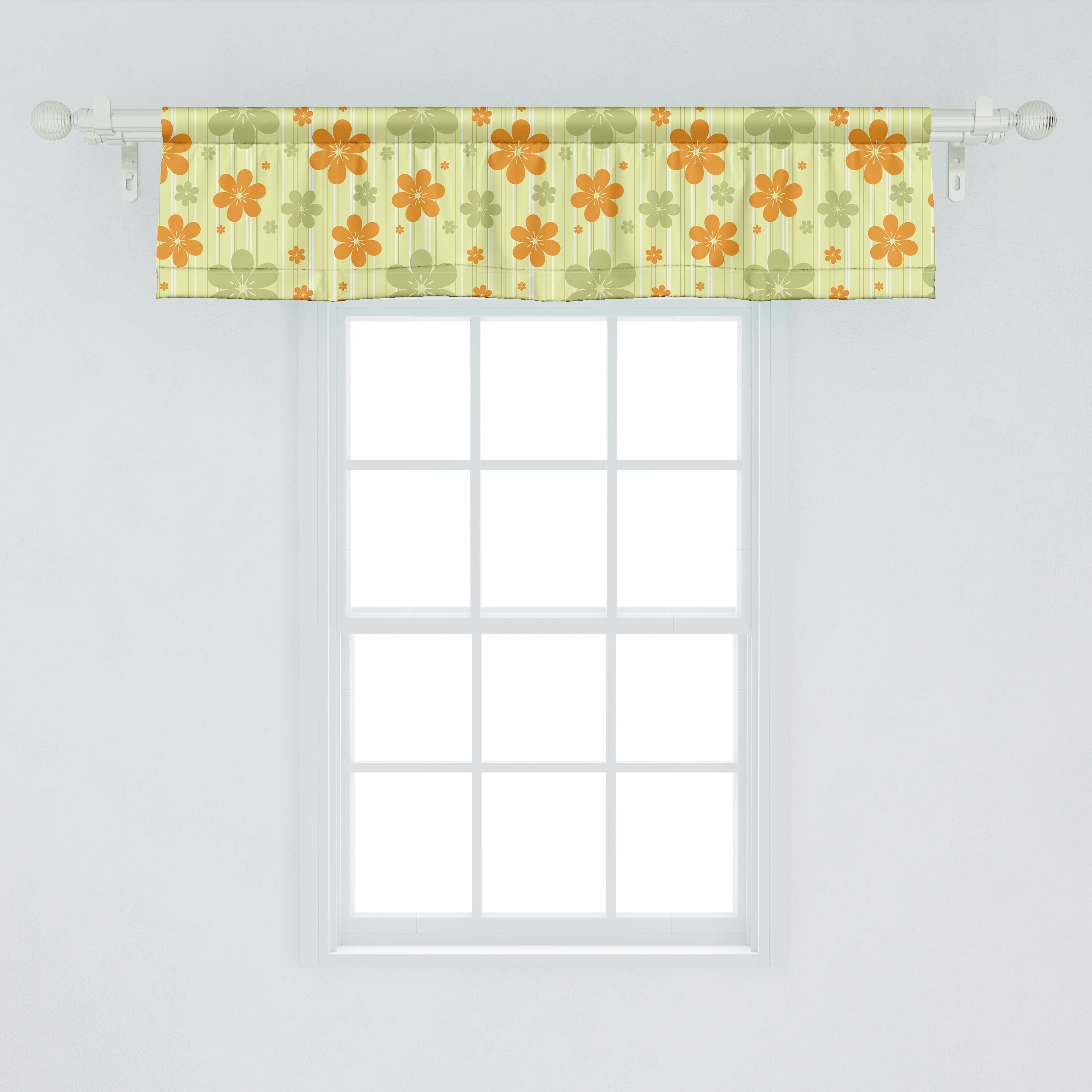 Abakuhaus, Schlafzimmer Scheibengardine Volant Vorhang mit Retro Stangentasche, für Microfaser, Dekor Blumen Küche Blumen Grafik