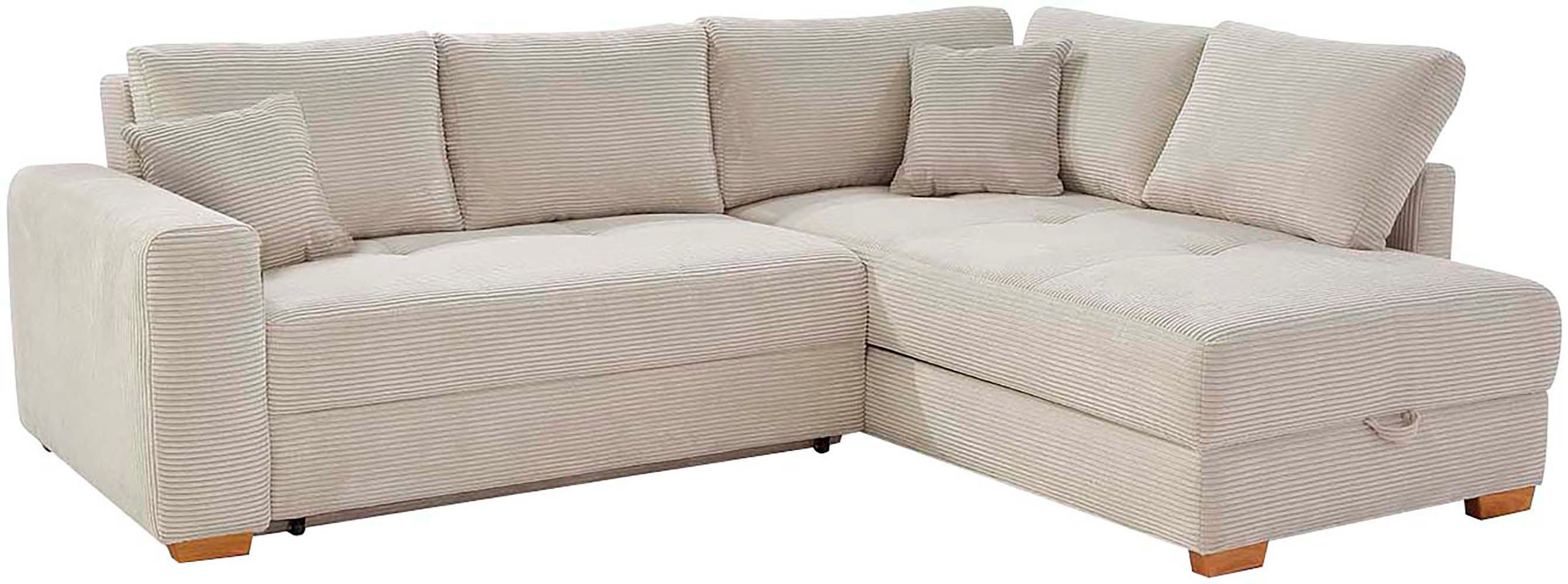 Jockenhöfer Gruppe Ecksofa Sunset L-Form, B: 257 cm, Liegefl. 160x223 cm Dauerschlafsofa, Tonnentaschen-Federkern, Kaltschaumtopper, Bettkasten & Zierkissen