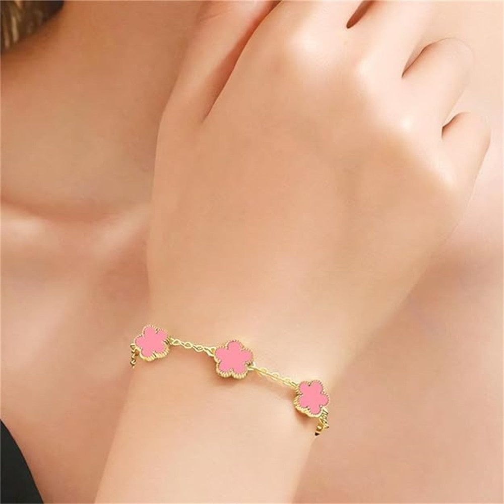 MOPUEA Schmuckset Kleeblatt Schmuck-Set Armband Halskette & Ohrringe mit Geschenkbox – Bild 4 von 5