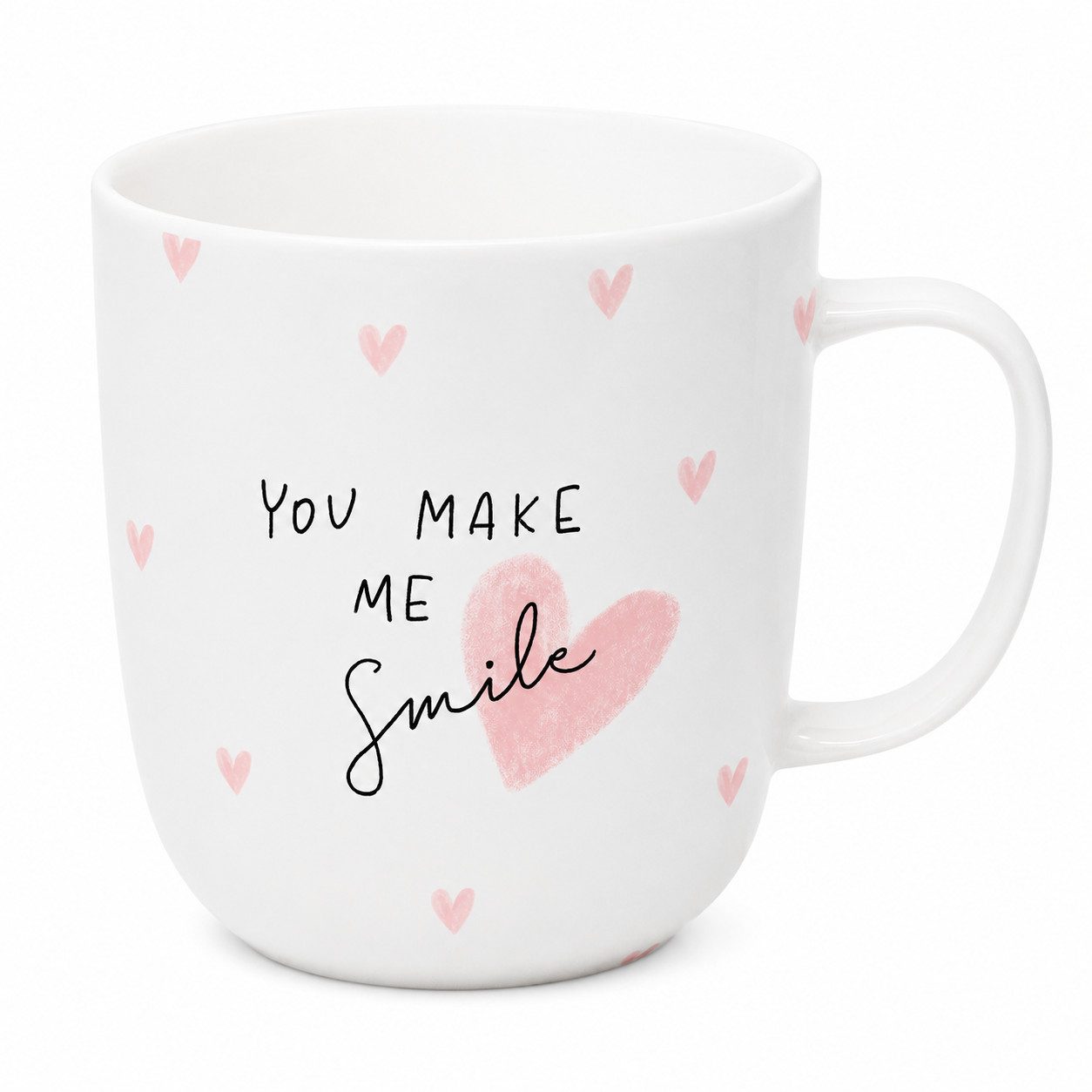 PPD Becher Henkelbecher aus Porzellan 0,35L - You make me Smile, 1-tlg., Porzellan