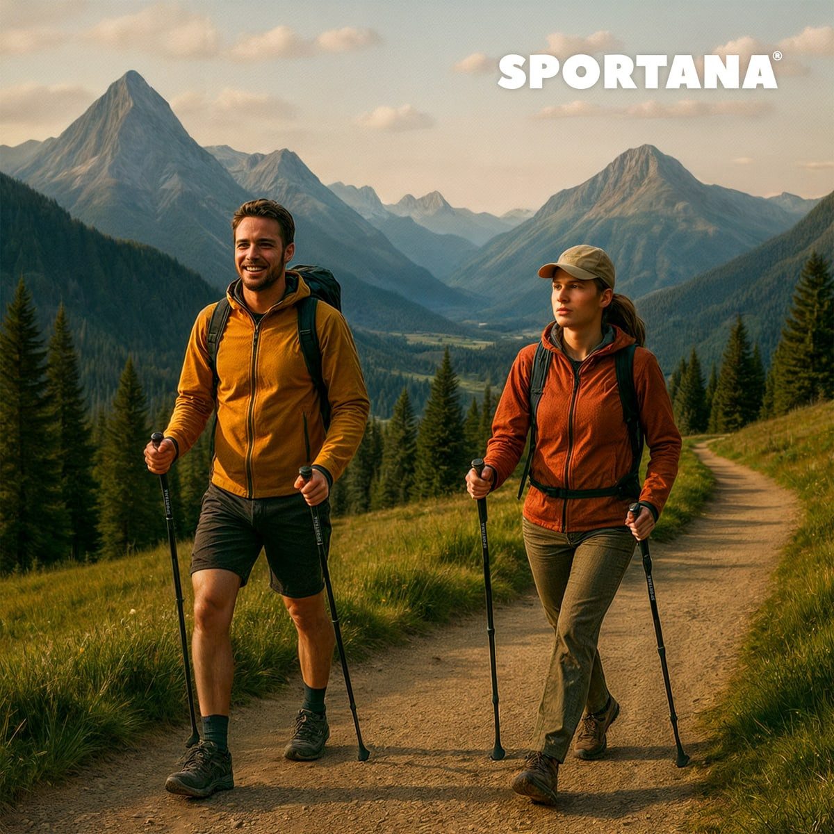 Sportana Nordic-Walking-Stöcke (1 St), Wanderstöcke Damen Herren Teleskop Trekkingstöcke Korkgriff Alu Leicht – Bild 5 von 5