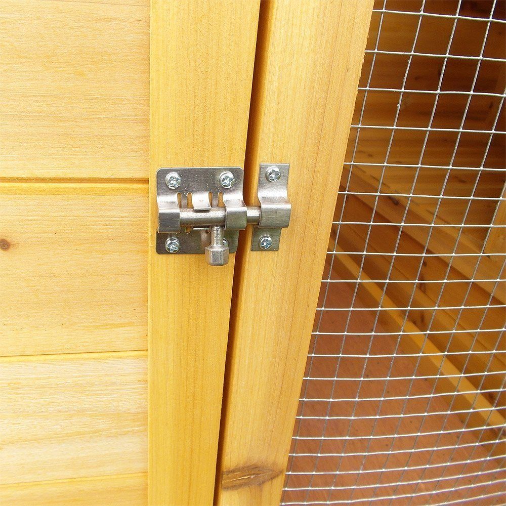 Melko Hühnerstall Hühnerhaus Kaninchenkäfig Hasenstall Braun 214 CM Überdachung, Wetterfest