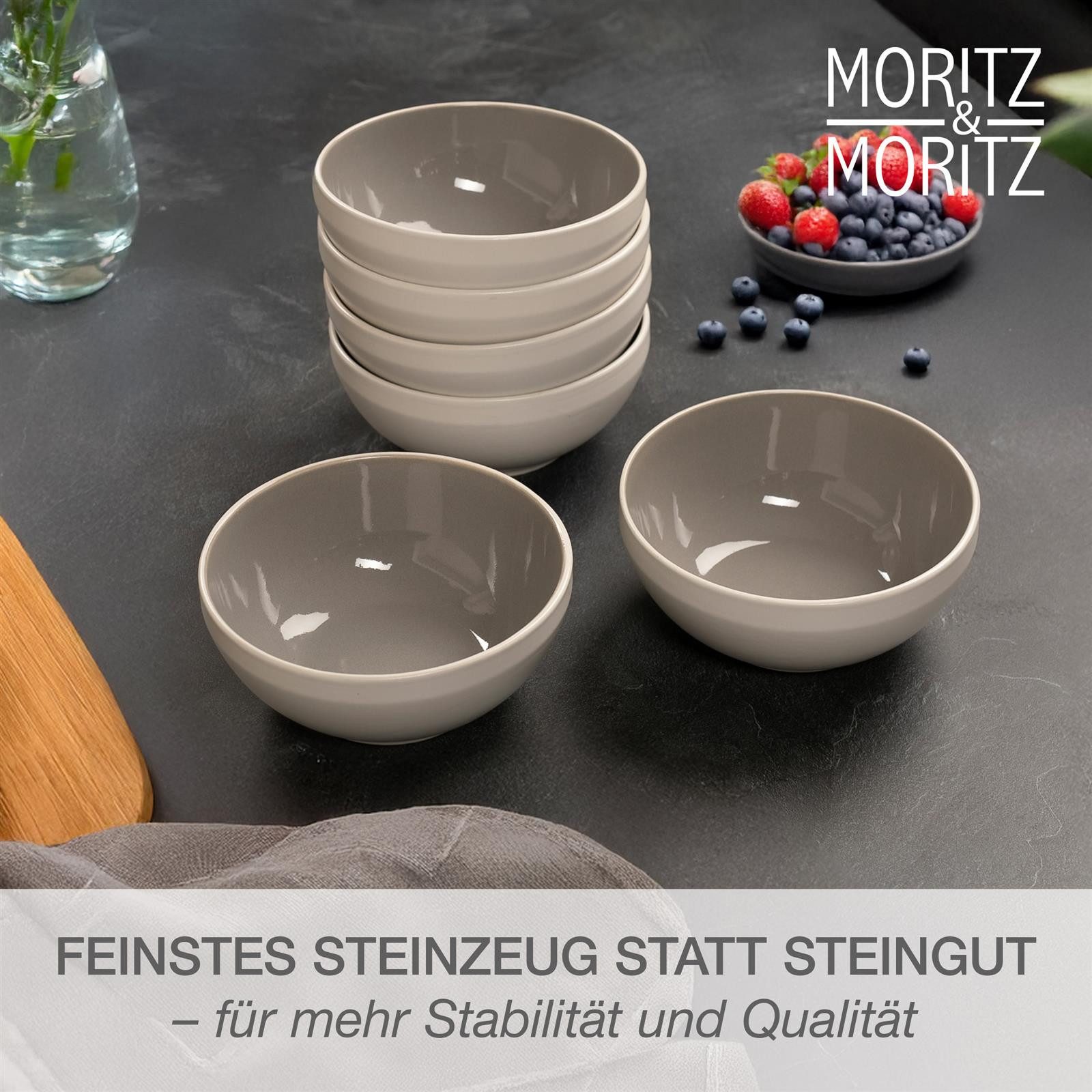 Moritz & Moritz Geschirr-Set CAVO Müslibowl Stone (6-tlg), Steinzeug, Spülmaschinengeeignet – Bild 4 von 5