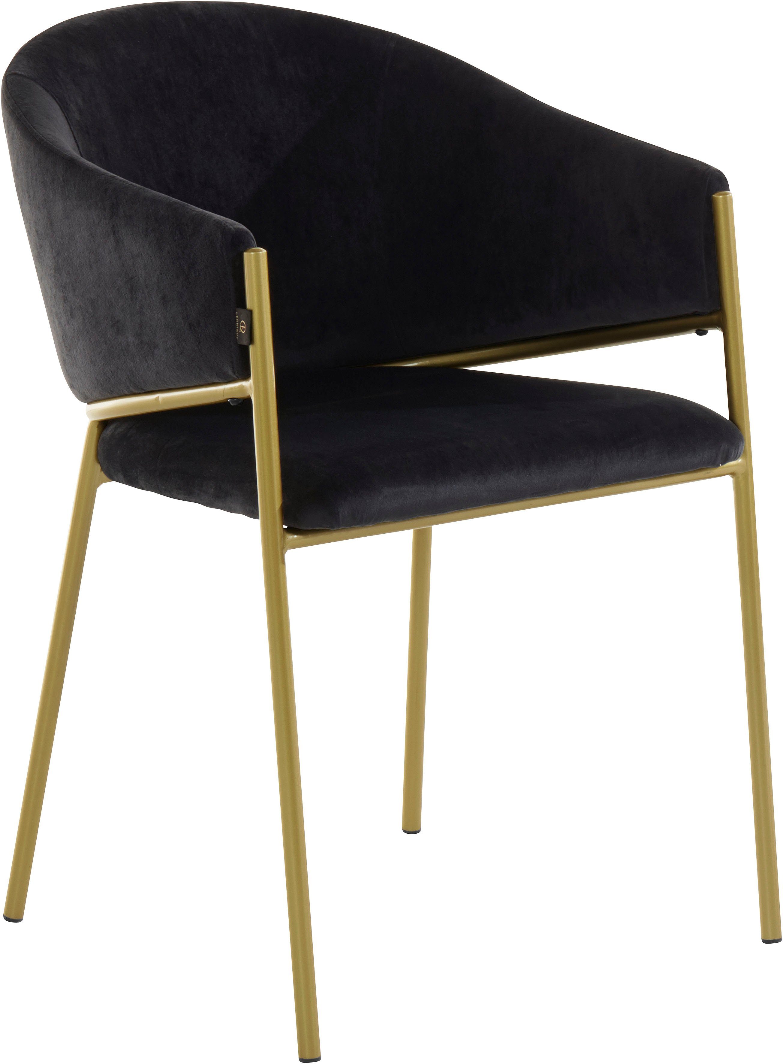 | schwarz 49 Leonique Évreux goldenen St), Esszimmerstuhl Sitzhöhe mit einem (2 Metallgestell, cm schwarz/gold