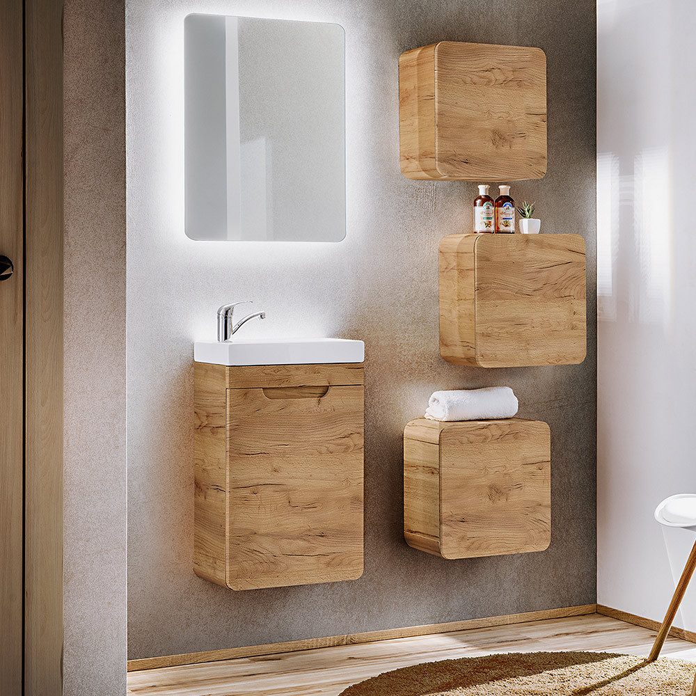 Lomadox Badmöbel-Set LUTON-56-CRAFT, (Spar-Set, 5-St., Waschtischunterschra günstig online kaufen