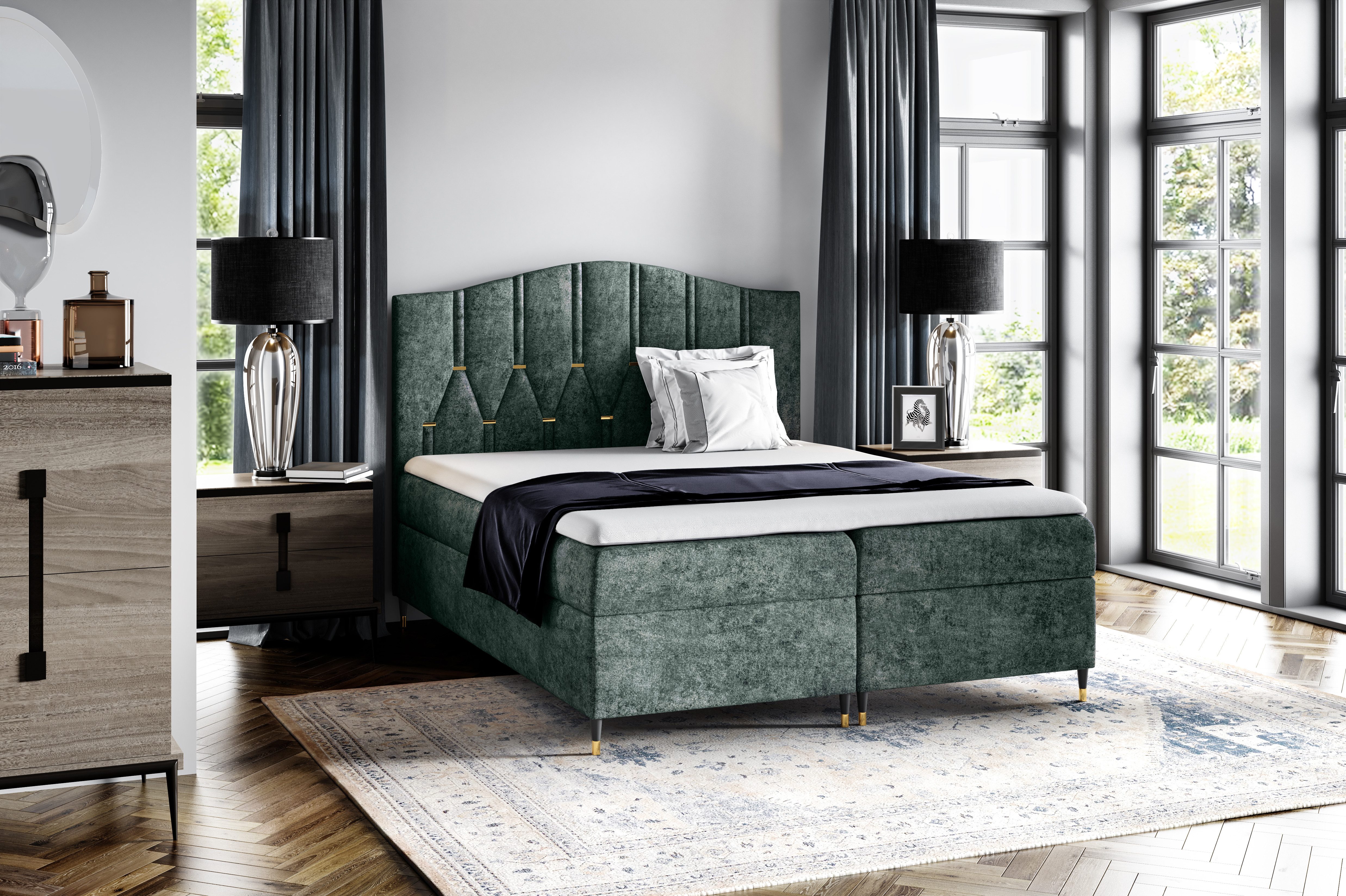 Schlaffabrik Boxspringbett VEGAS, inkl. Matratze, Topper, LED, Stauraum