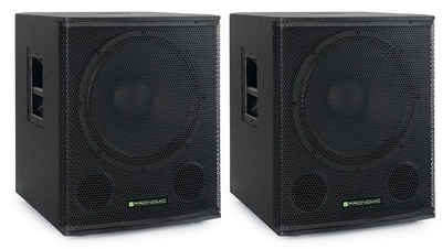 Pronomic Paar SA-18 SUB Aktiv Subwoofer - 2x 18" Speaker mit Bassreflex Subwoofer (350 W, max. SPL: 128 dB - 35mm-Flansch)