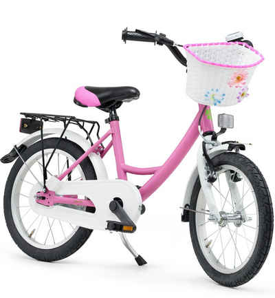 Bachtenkirch Kinderfahrrad 16 Zoll Matt Pink Fahrrad ab 4 Jahre, Rücktritt, Ständer, Korb