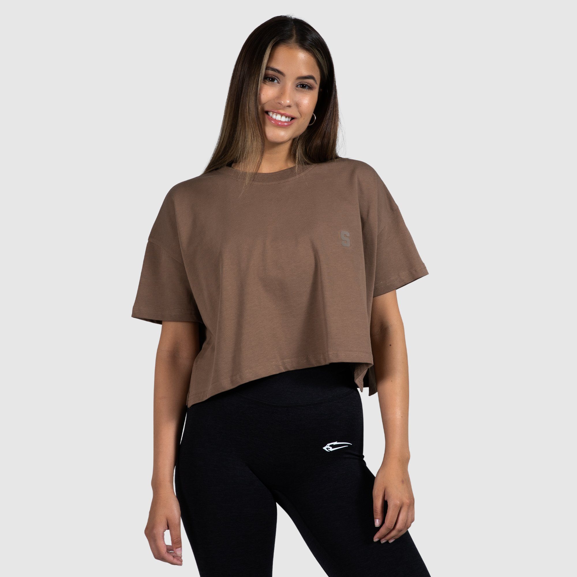 Oversize, T-Shirt Braun Smilodox Baumwolle 100% Marleen