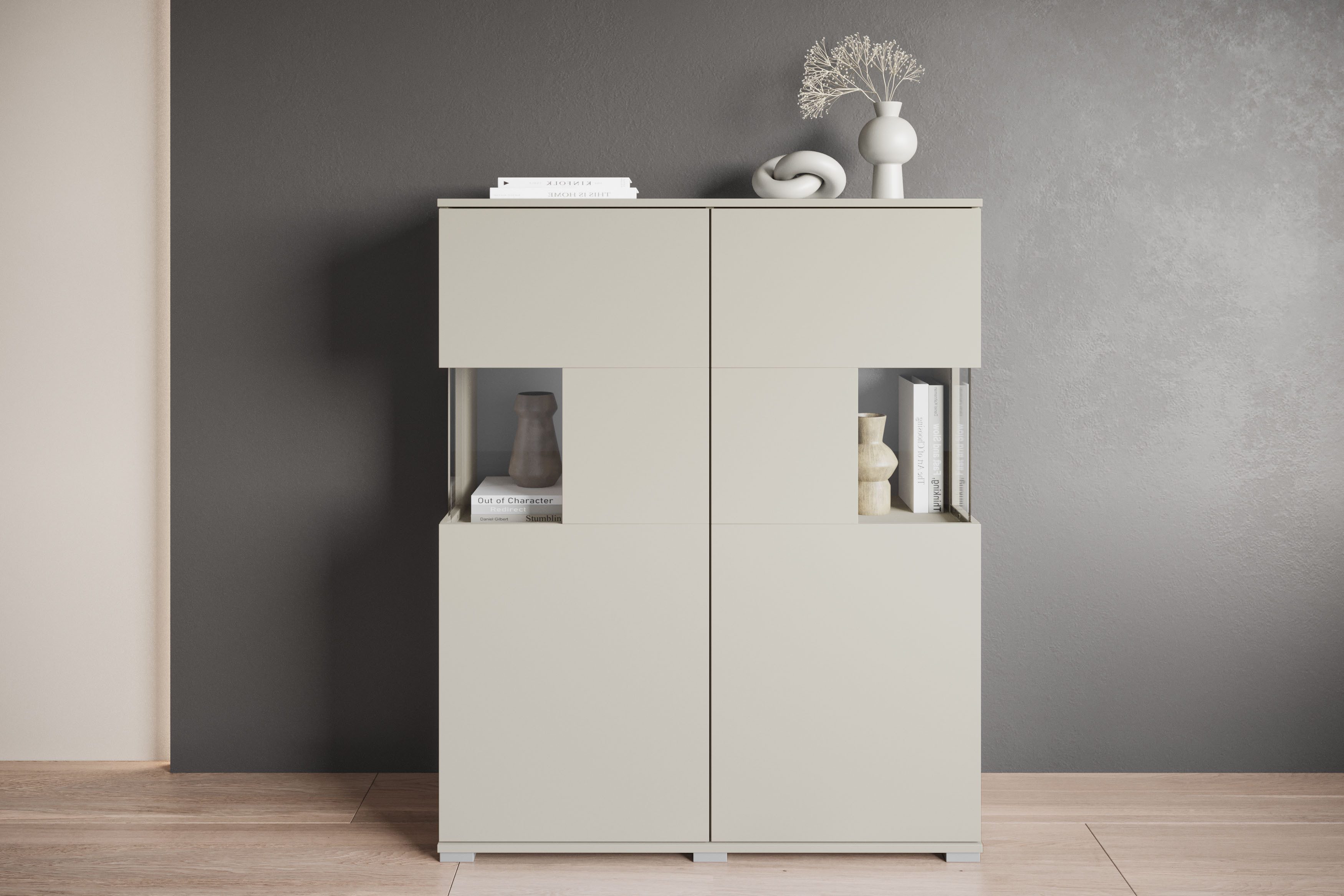 OTTO home Highboard Kenia (1 St), Modernes Highboard mit Glastüren, Breite 100 cm