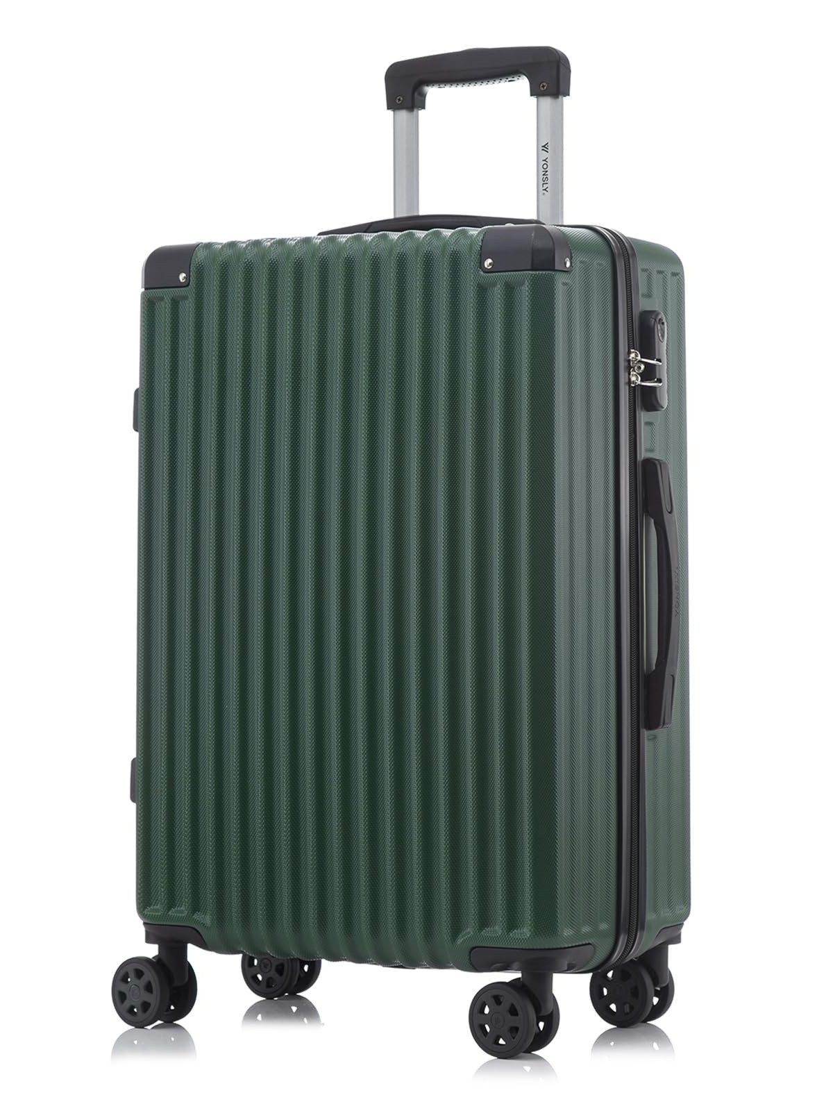 YONSLY Koffer Hartschalen-Reisekoffer Trolley Handgepäck, 4 Rollen, ABS-Hartschale, Zahlenschloss, weicher Gummigriff