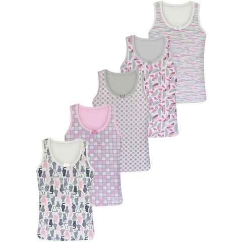 LOREZA Unterhemd 5 Kinder Mädchen Unterhemden Unterwäsche Tank Baumwolle 92-170 (Set, 5-St)