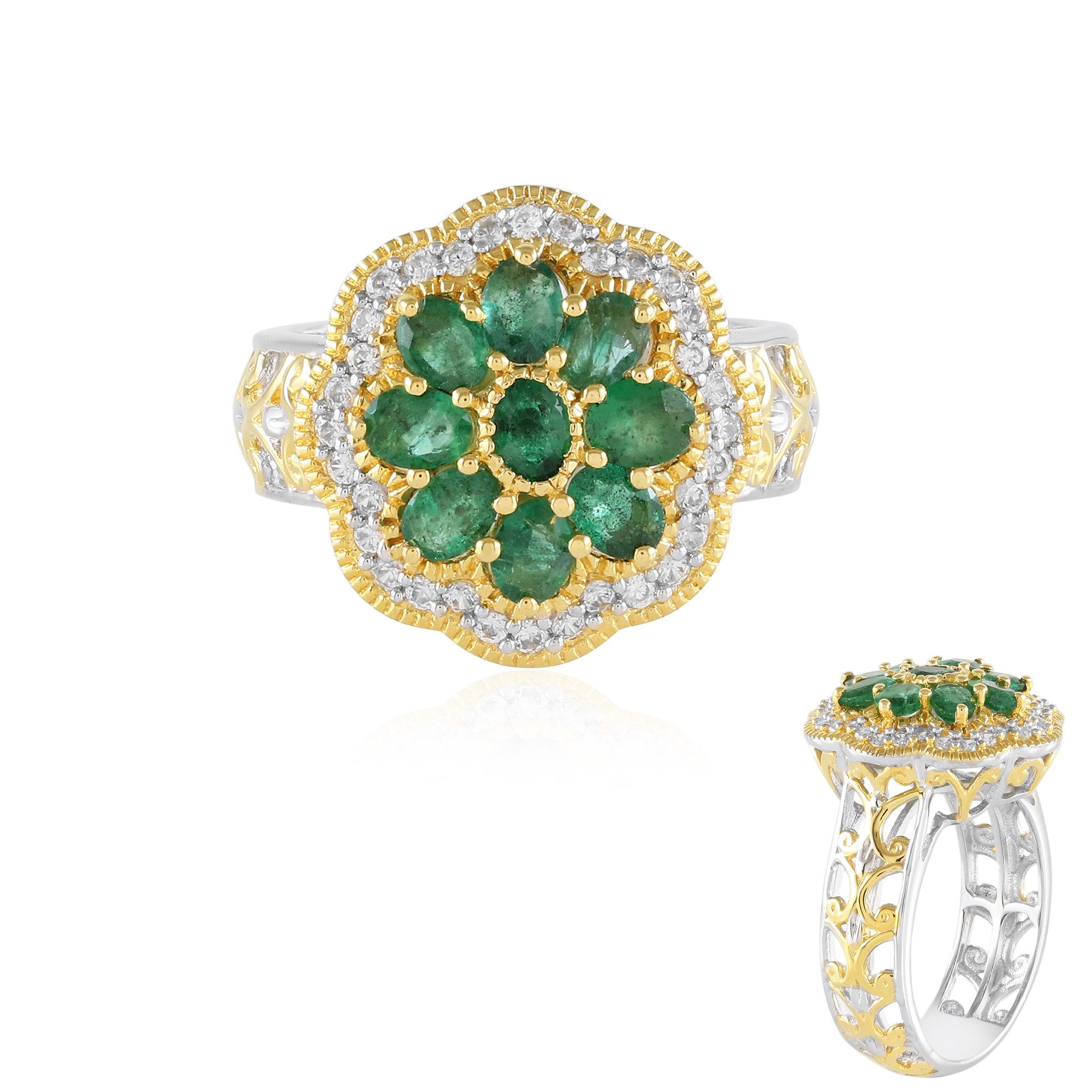 Cavill Silberring Sambia-Smaragd-Silberring (Gems en Vogue) (1-tlg)