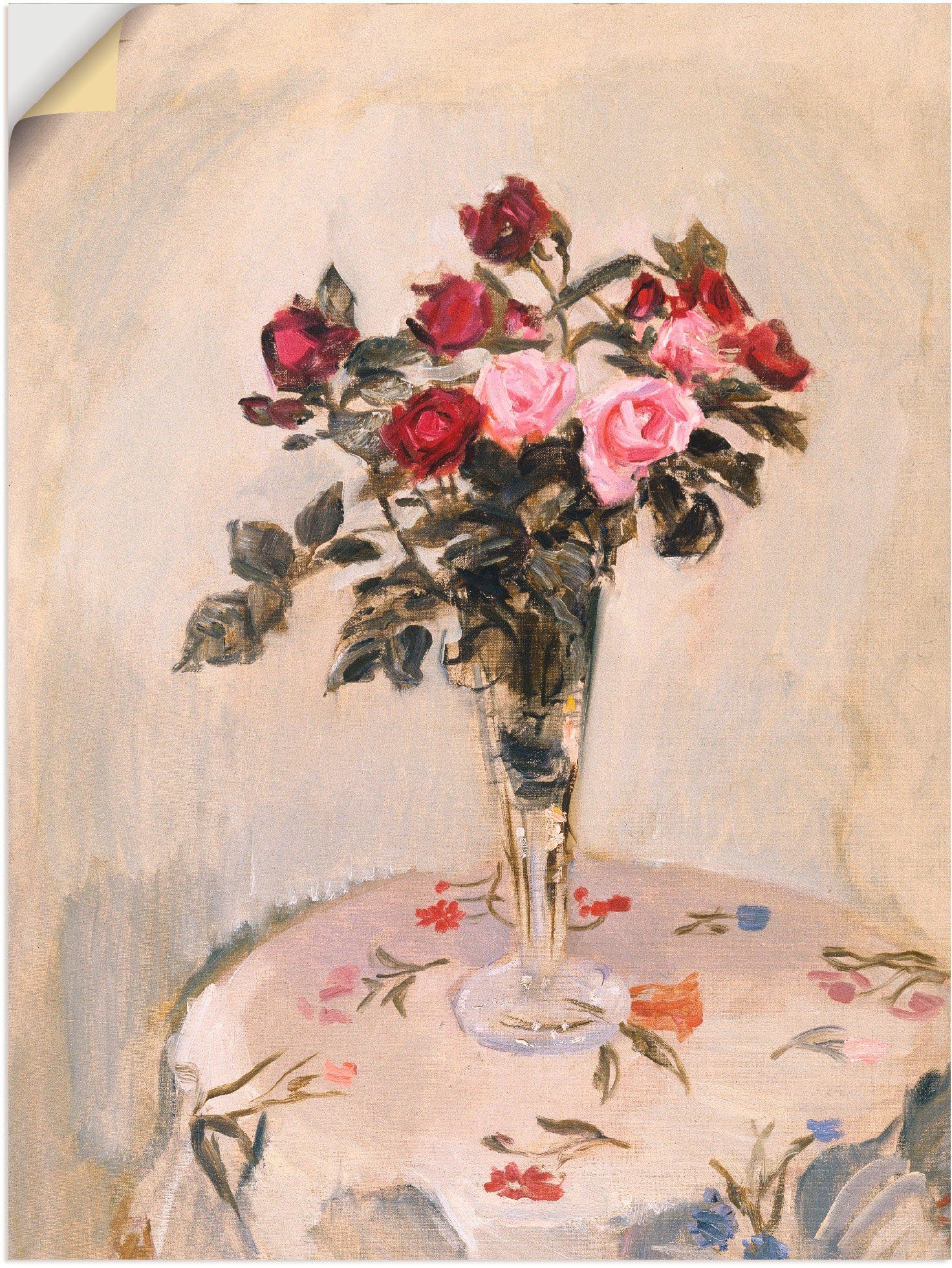 Artland Wandbild mit versch. Rosen. in St), Poster Blumen Leinwandbild, Stillleben Größen 1904, (1 oder als Wandaufkleber