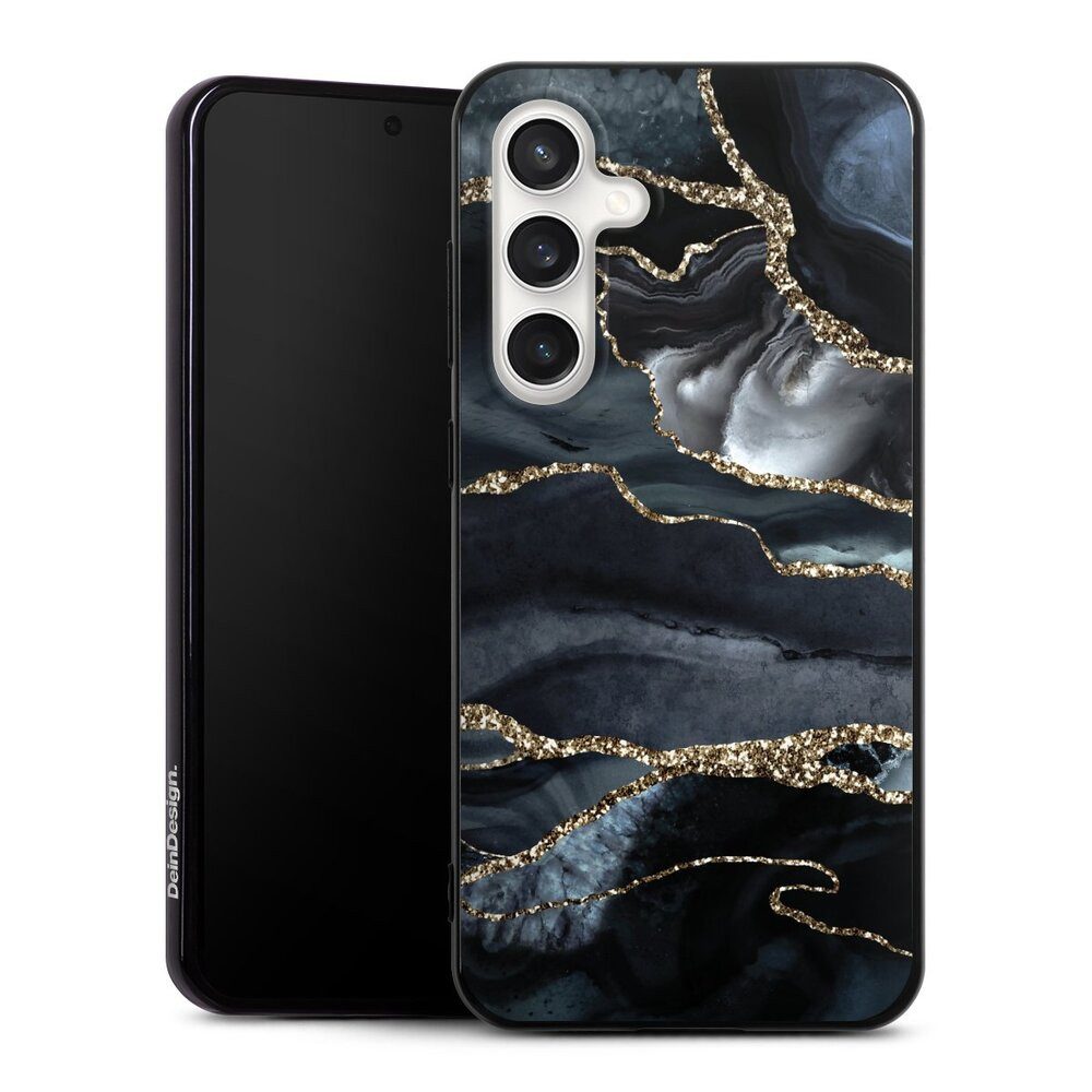 DeinDesign Handyhülle Glitzer Look Marmor Trends Dark marble gold Glitter look, Samsung Galaxy S24 FE 5G Silikon Hülle Bumper Case Handy Schutzhülle