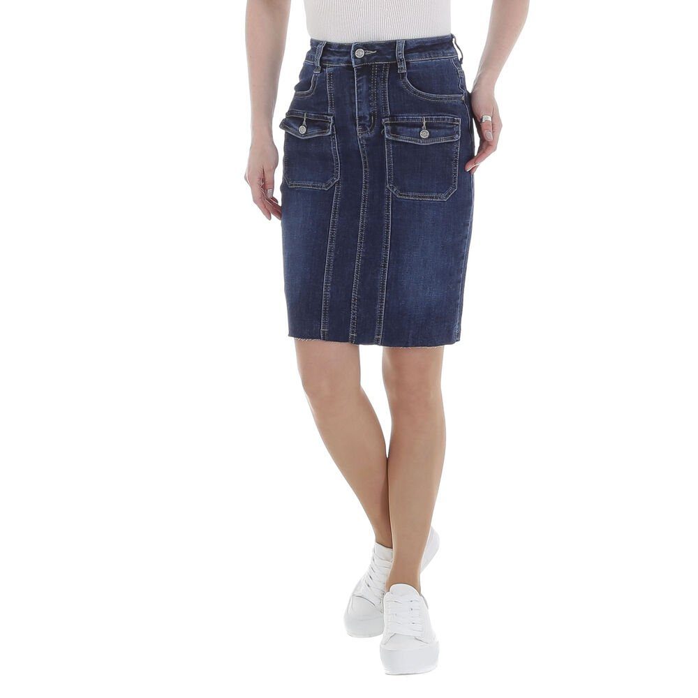 Freizeit Stretch Jeansrock Damen Jeansrock in Blau Ital-Design