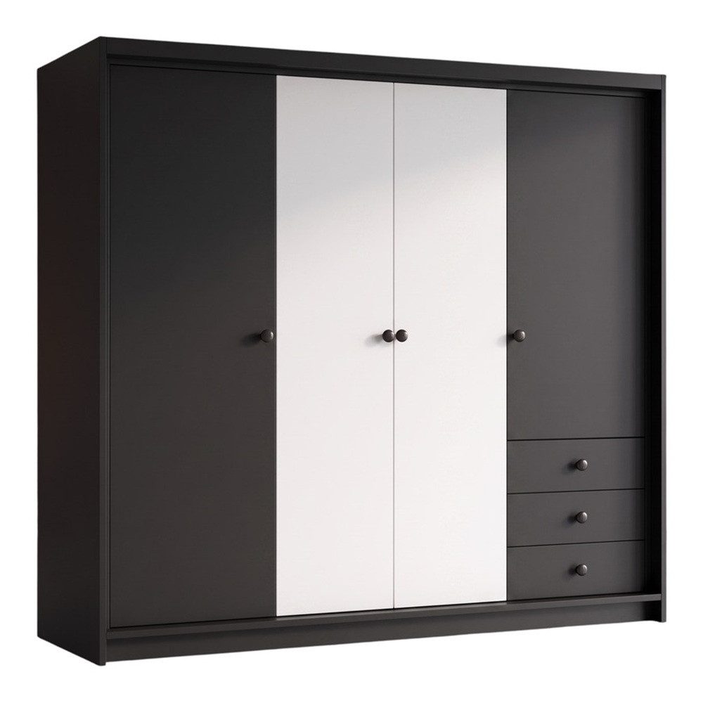 A&J MöbelLand GmbH Drehtürenschrank FALKEN– viertüriger Kleiderschrank 200 cm (Geräumiger viertüriger Kleiderschrank mit Schubladen. Geräumiger Schrank mit einer Breite von 200 cm und Schubladen, ideal zur Aufbewahrung von Kleidung und Accessoires. Viel Stauraum. TOP PRODUKT! Wählen Sie das ideale Modell für Ihr Schlafzimmer!, TOP ANGEBOT) Breite: 200 cm, Höhe: 215 cm, Tiefe: 59,5 cm