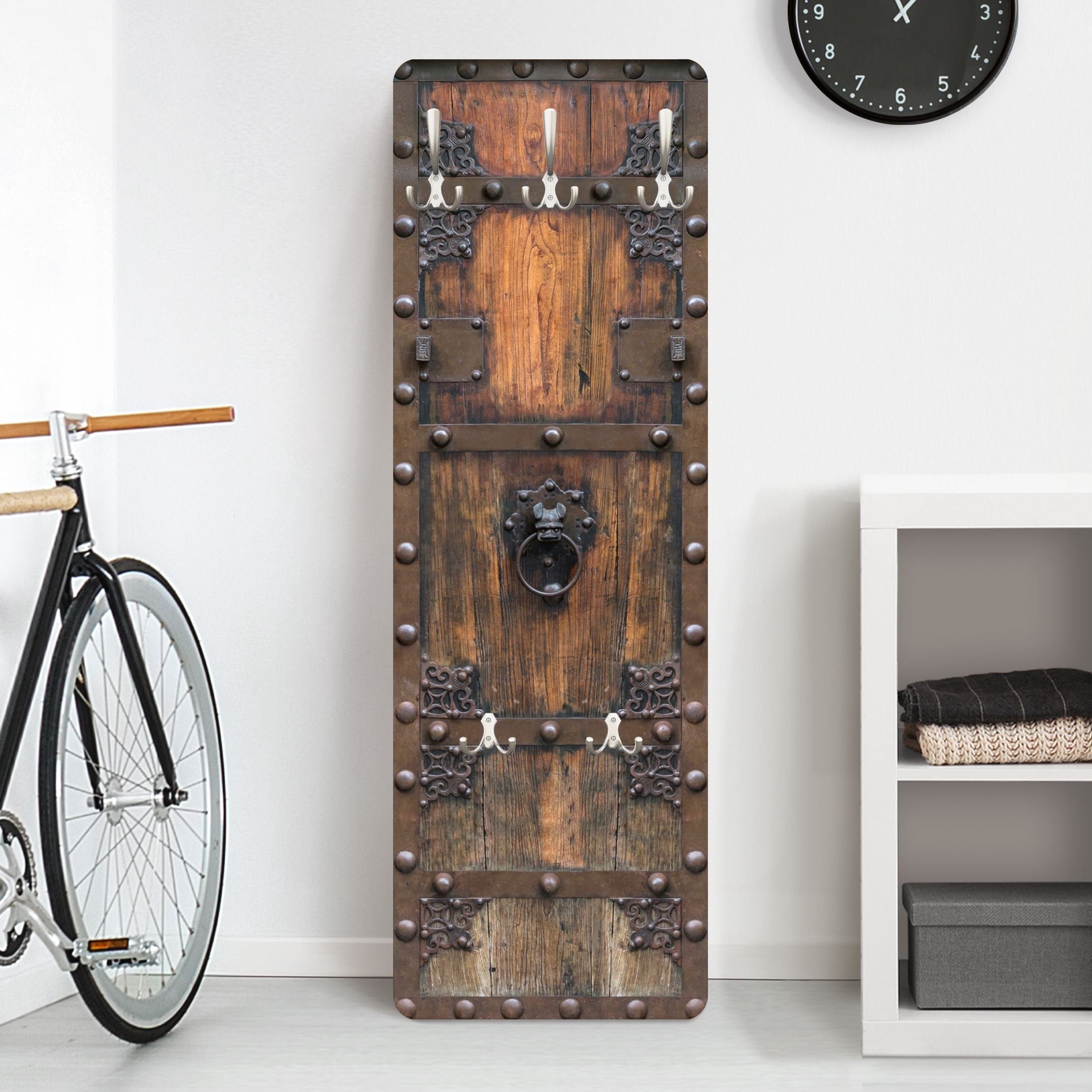 Bilderdepot24 Garderobenpaneel braun Holzoptik Bretteroptik Shabby Städte S günstig online kaufen