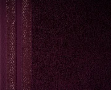 Leonique Handtuch Set »Esmindra« mit goldfarbener Bordüre, Frottier (Set, 2-St), Handtuch oder Badetuch Set, Premium 550gr/m², Bio-Baumwolle
