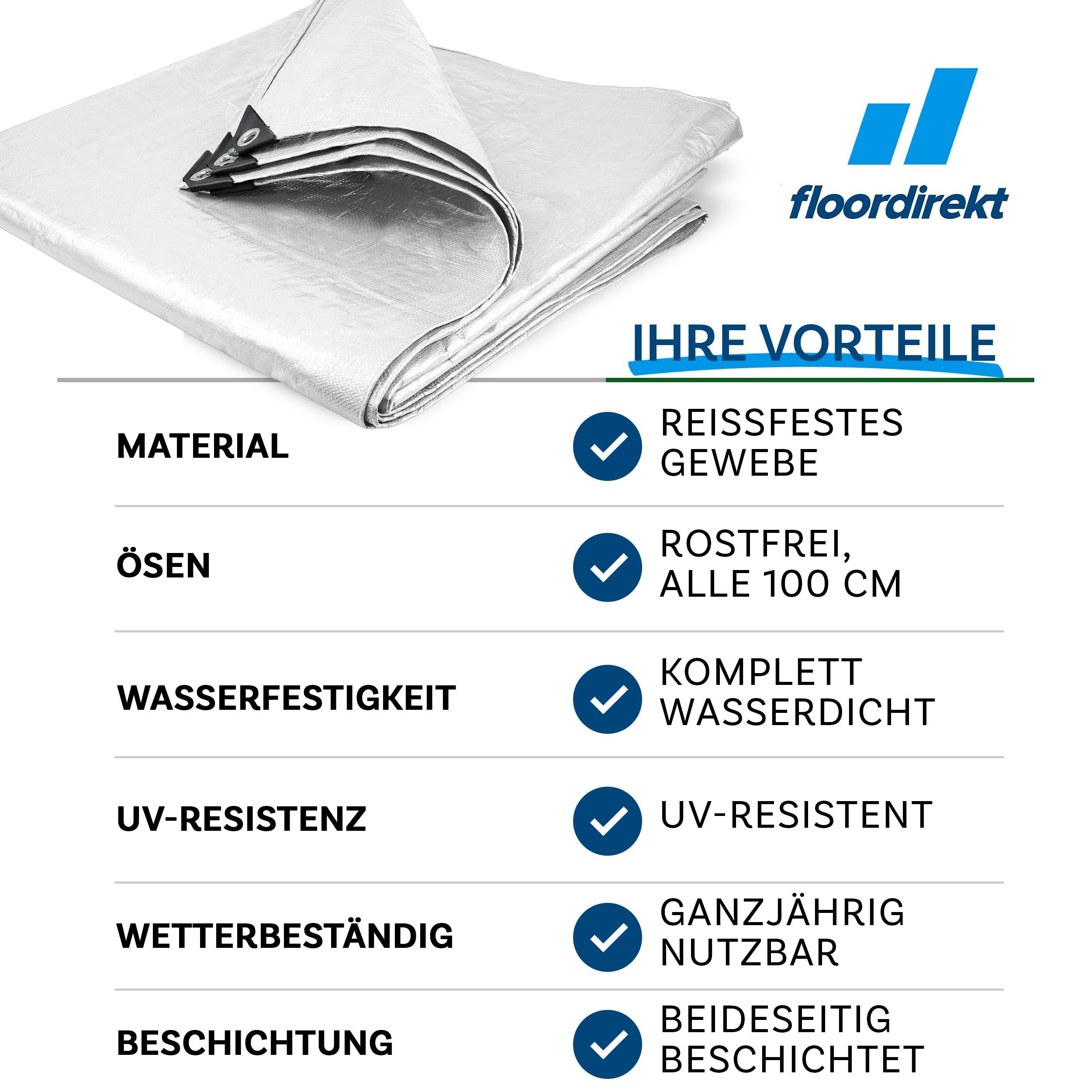 casa pura Schutzplane Reißfest 80 g/m², Abdeckplane in mehreren Farben & Größen, Schutzhülle, Wasserdicht