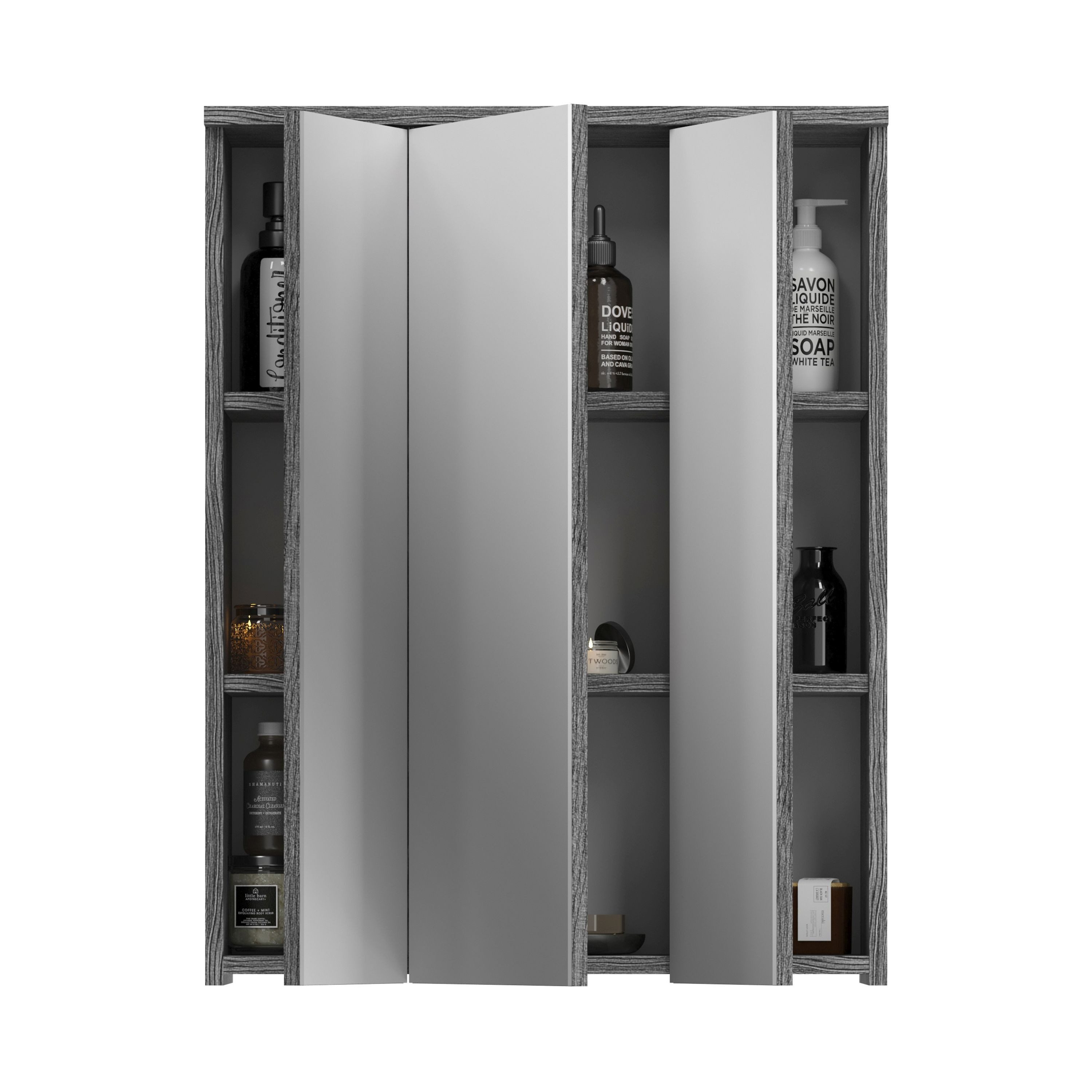 xonox.home Spiegelschrank Rauchsilber Spiegelglas Beschichtet Modern 60x77x21 cm