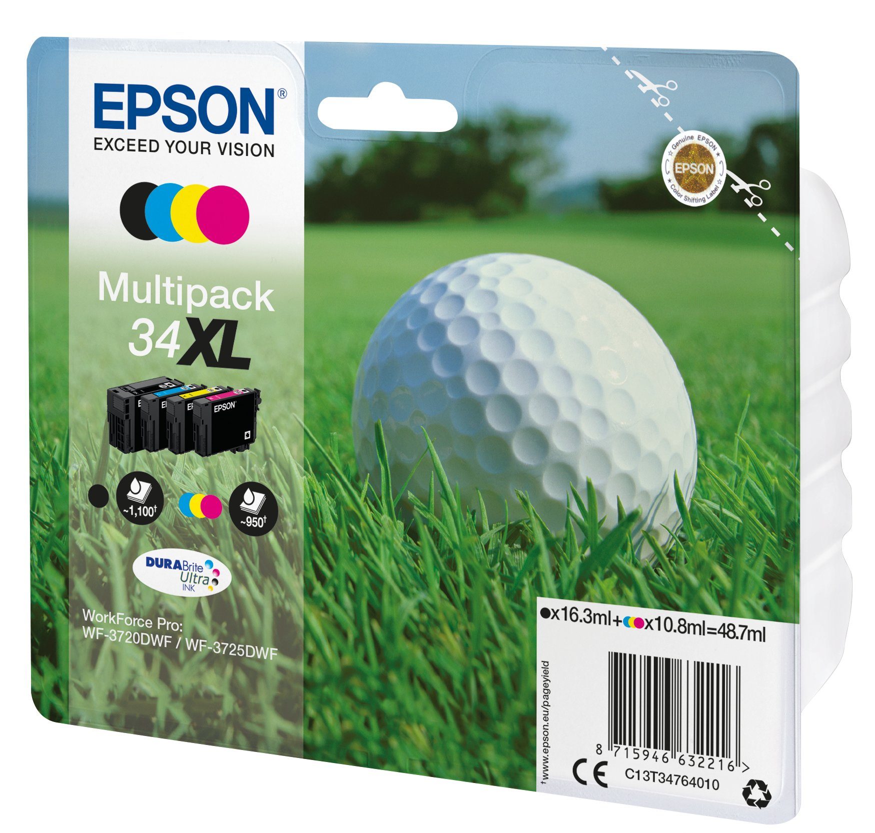 Epson ball Epson Multipack 4-colours schwarz, Ultra DURABrite Tintenpatrone magenta, cyan, Golf 34XL Ink gelb