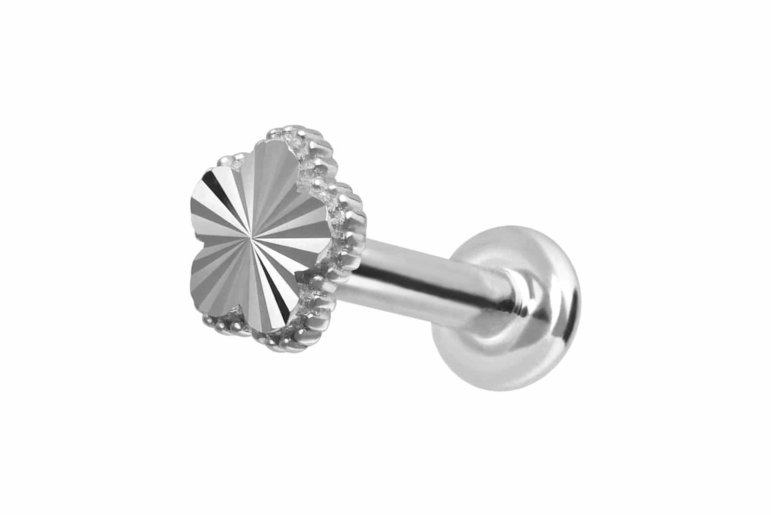 Piercing-Set 14 Karat Gold Labret mit Push Fit BLUME