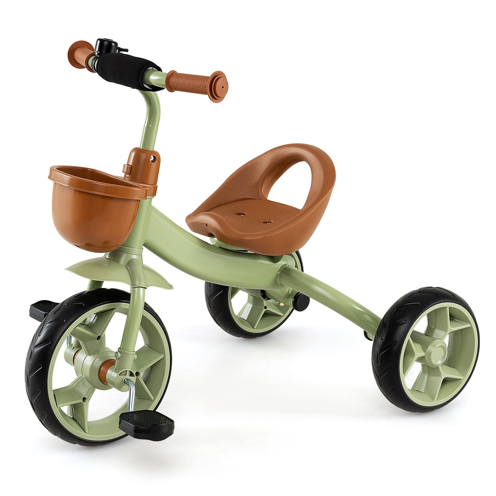 COSTWAY Kinderfahrrad mit Sitzverstellung für Kinder 2-5 Jahre, stabiler Kinderfahrräder mit Klingel & Fahrradkorb, 25 kg belastbar