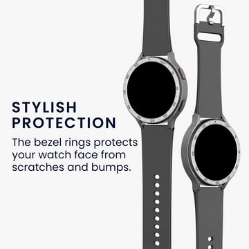 kwmobile Smartwatch-Hülle Schutzring für Samsung Galaxy Watch 4 (44mm) Fitnesstracker, Bezel Ring Lünette in Silber Schwarz