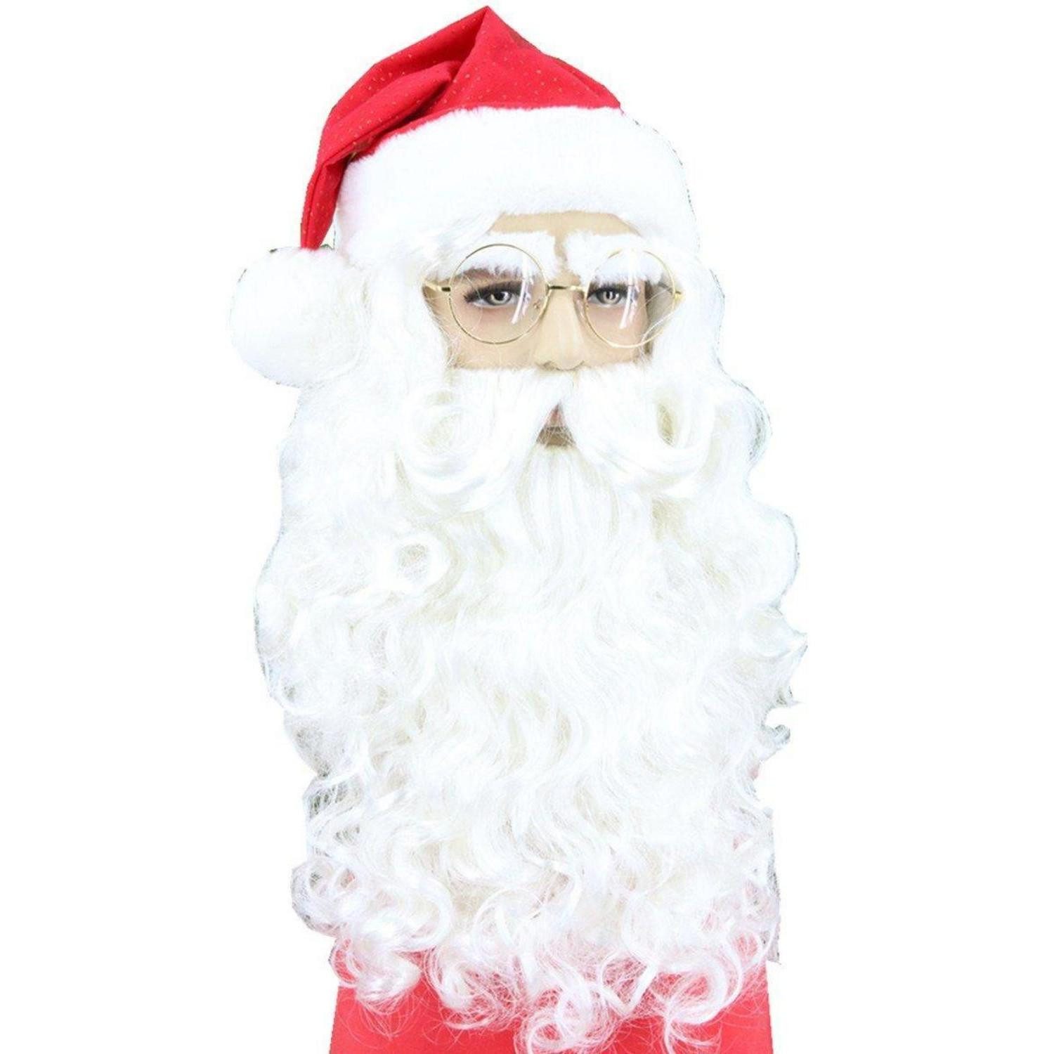 Kostüm-Perücke Weihnachtsmann Perücke mit Bart Augenbrauen lang weiß verstellbar