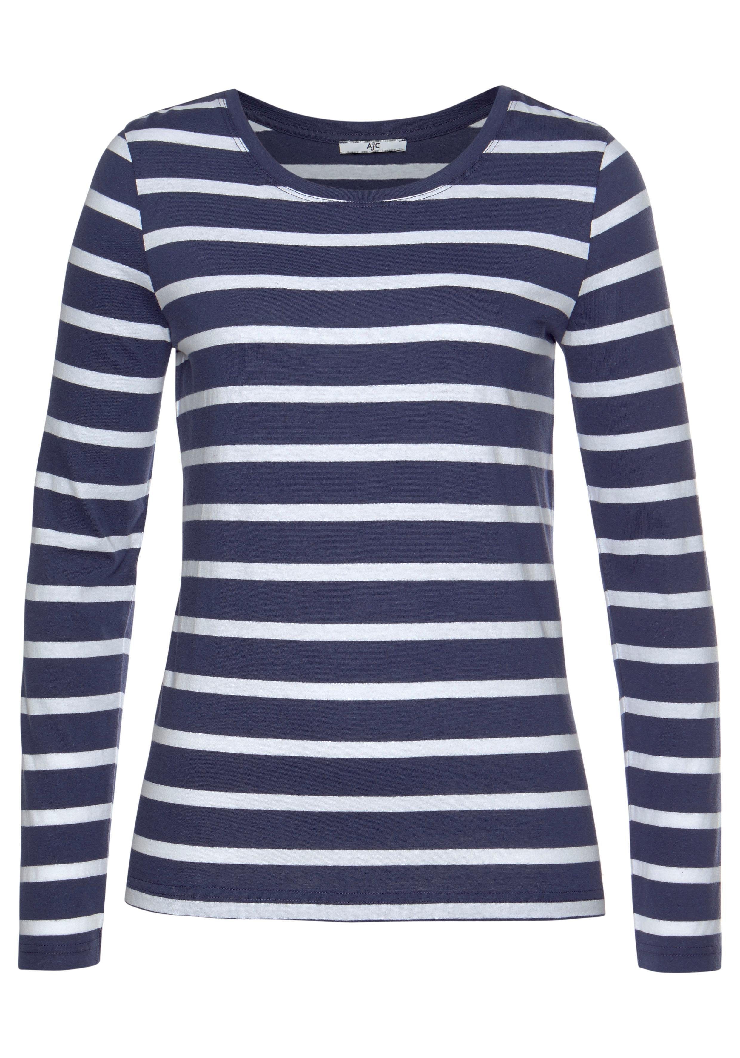 AJC Langarmshirt gestreift, Rundhalsausschnitt, aus Baumwolle, aus Single Jersey. Reduzierter Preis € 20,99. Unverbindliche Preisempfehlung € 24,99
