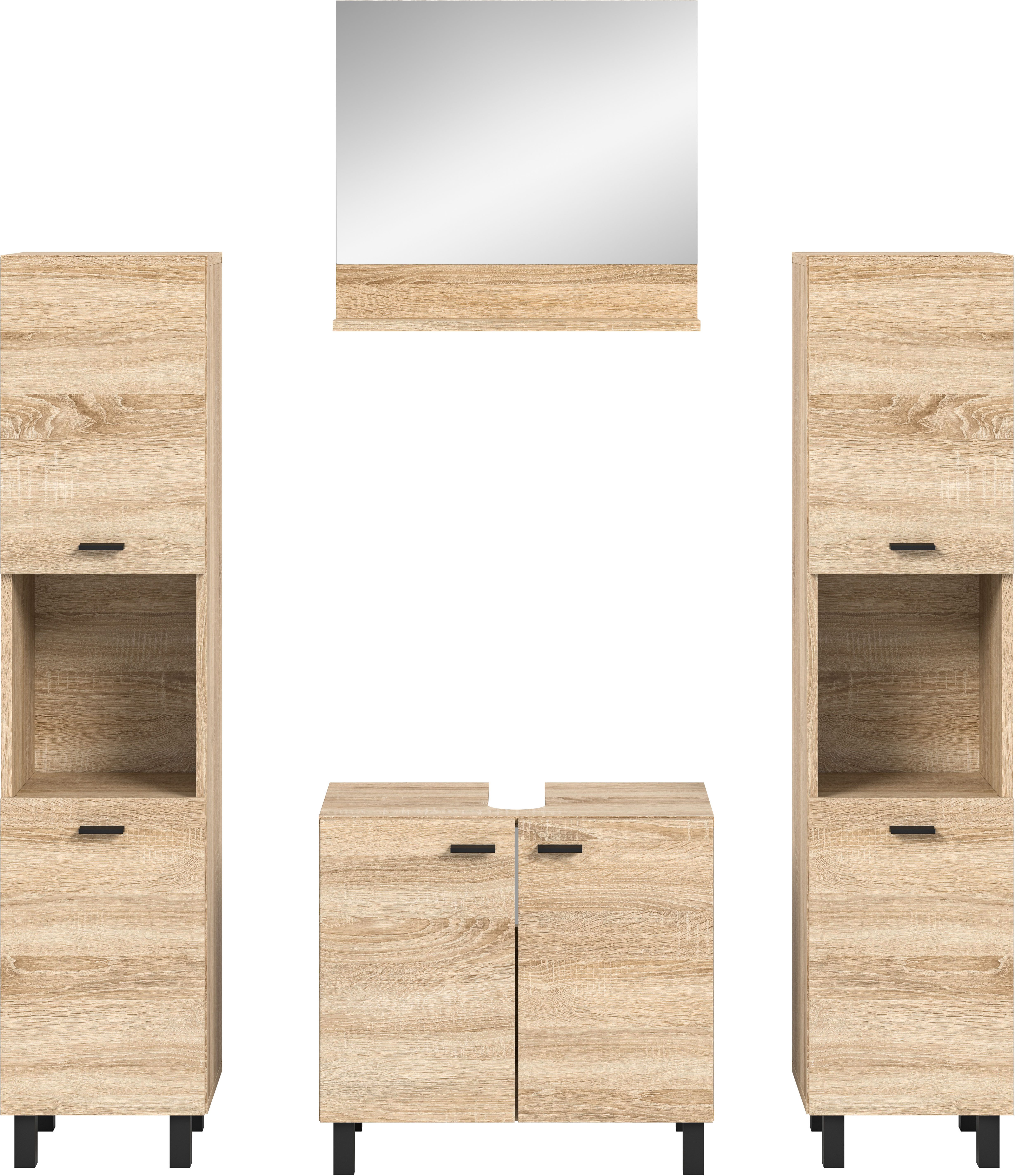welltime Badmöbel-Set Tampa, Breite 137cm, 4-teilig, (4-St), Waschbeckenunt günstig online kaufen