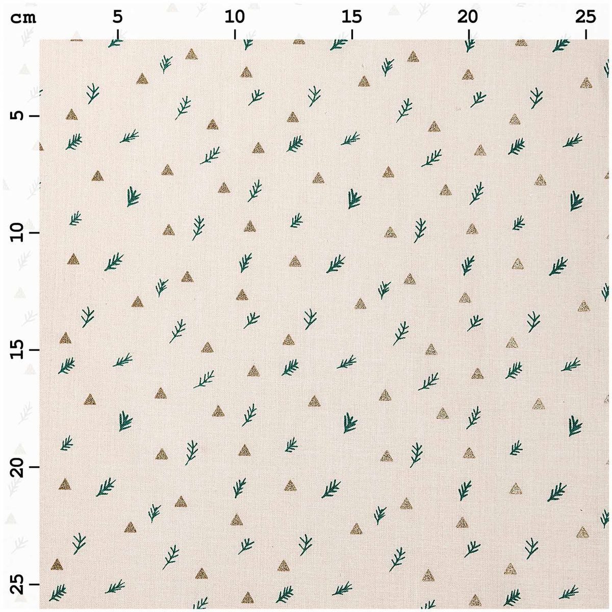 Rico Design Stoff Baumwollstoff Meterware Druckstoff Zweige ecru gold 50x 140cm