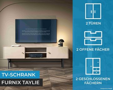 Furnix TV-Schrank Taylie Design Metall Fernsehschrank mit Türen & Stellfüßen Auswahl