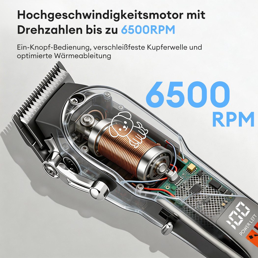 CkeyiN Pro Hundeschermaschine für Hund und Katze,Tierhaarschneidemaschine Profi,Schermaschine Set, mit 4 Aufsteckkämme,Geräuscharm, Komplett ausgestattet,für Alle Arten von Haustieren