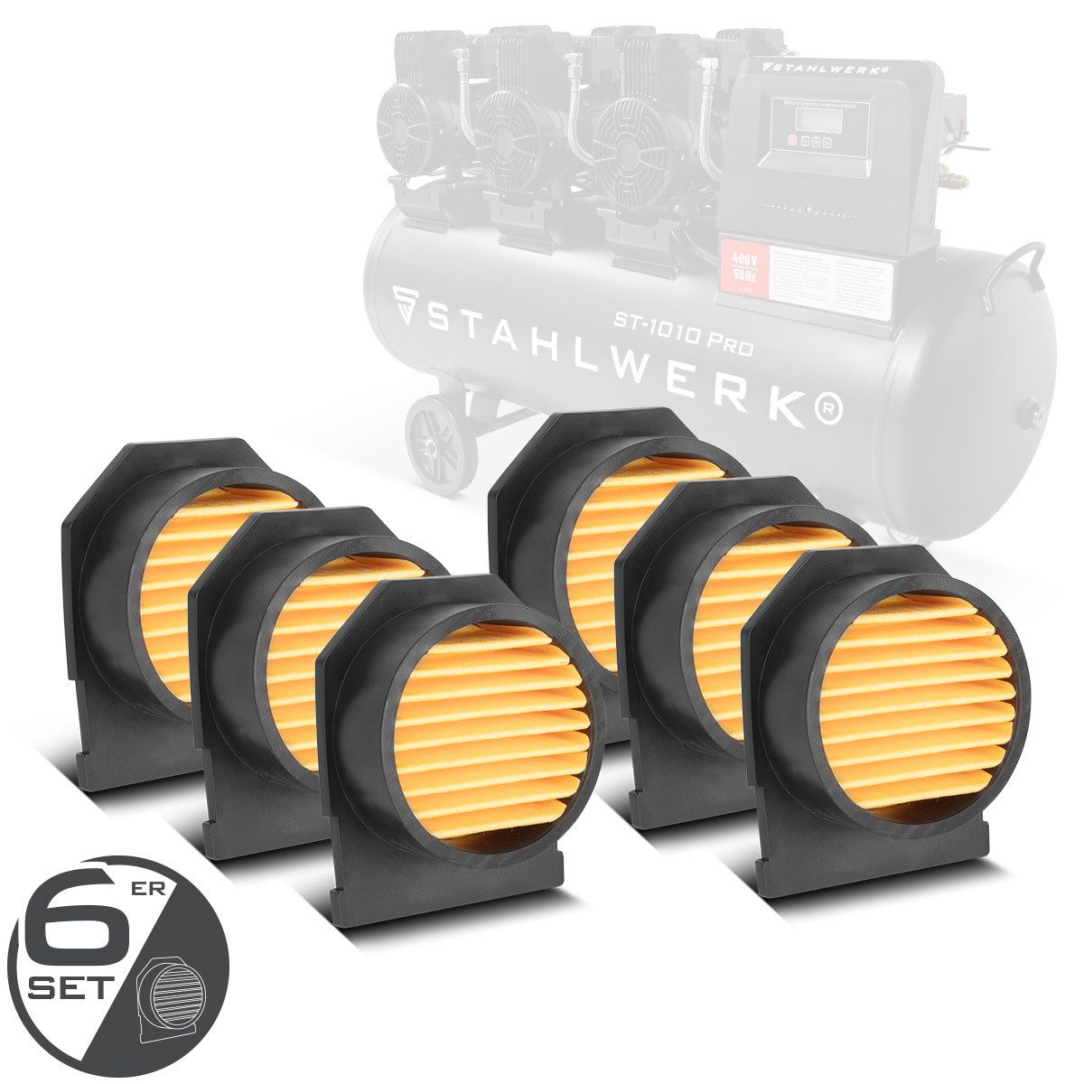 STAHLWERK Kompressor 6er Set Ansaugfilter Partikelfilter Kompressoren Kompressorfilter, Set, Set