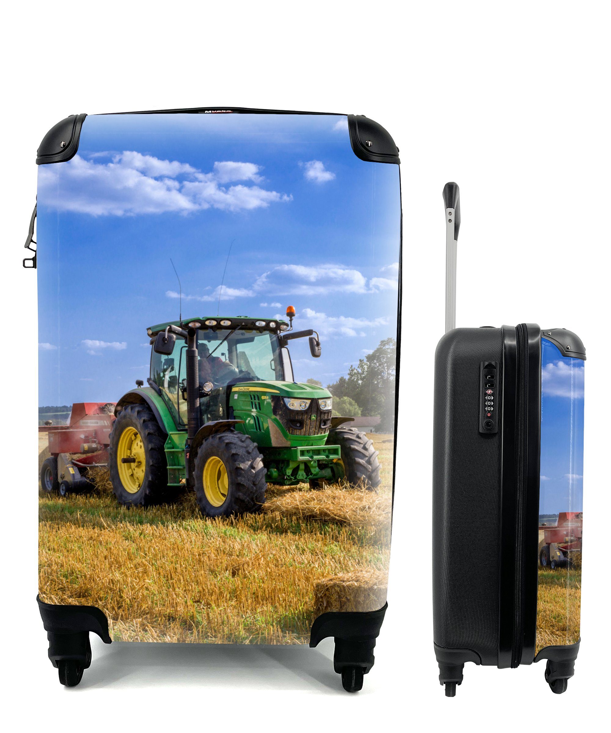 Reisetasche Reisekoffer 4 Trolley, Bauernhof - Handgepäck Traktor mit MuchoWow Ferien, - Landleben, für rollen, - - Handgepäckkoffer Feld Sonne - Heu Rollen,