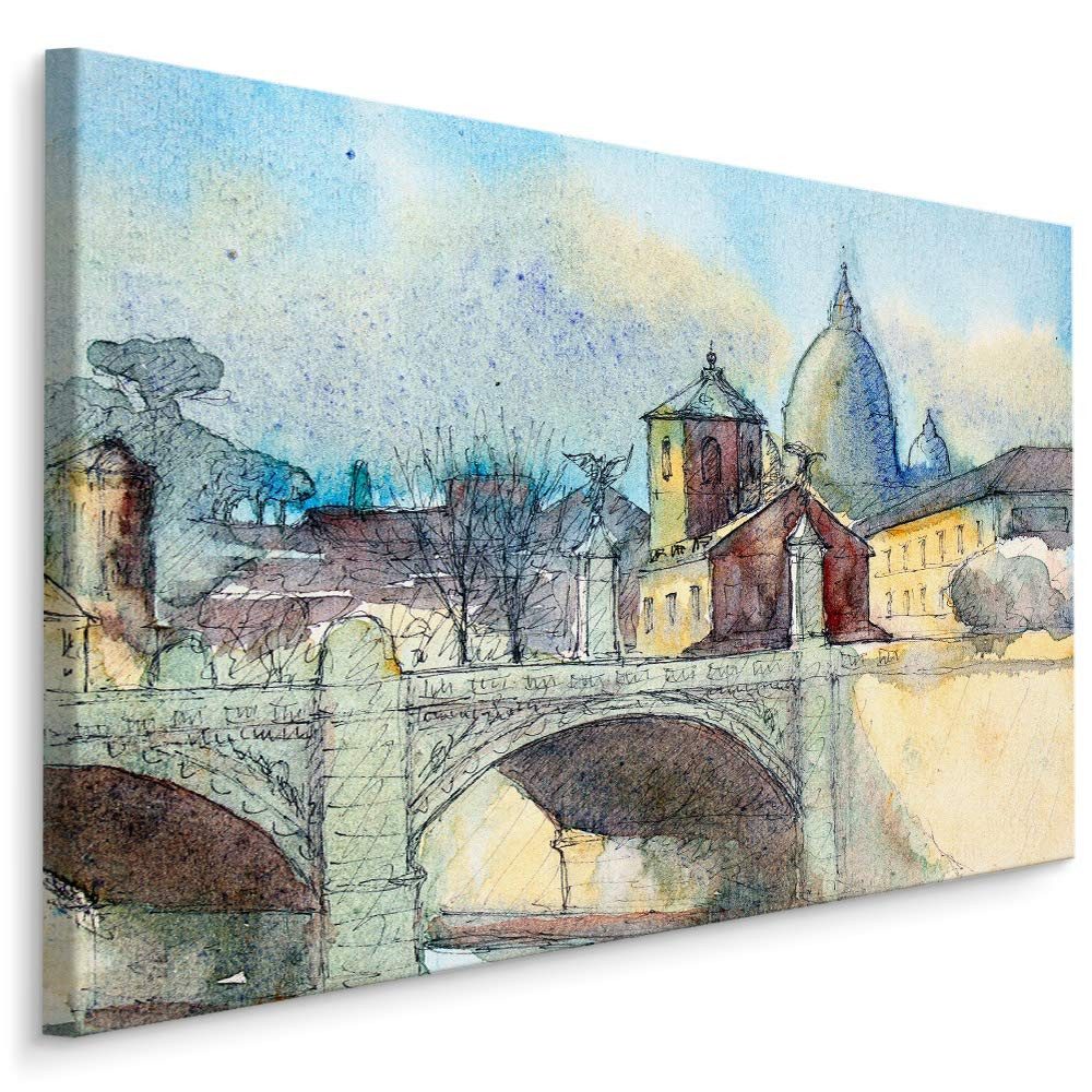Muralo Leinwandbild Architektur – Leinwandbild Wandbild Kunstdruck Wohnzimmer, Gebäude (1 St), Stadt – Gebäude – Architektur, 30 x 20 cm, aufhängefertig