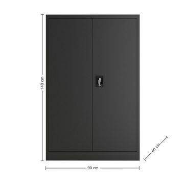 Midori Aktenschrank (1-St) Büroschrank mit Schloss Stahlschrank abschließbar Flügeltürenschrank 3 Einlegeböden Mehrzweckschrank